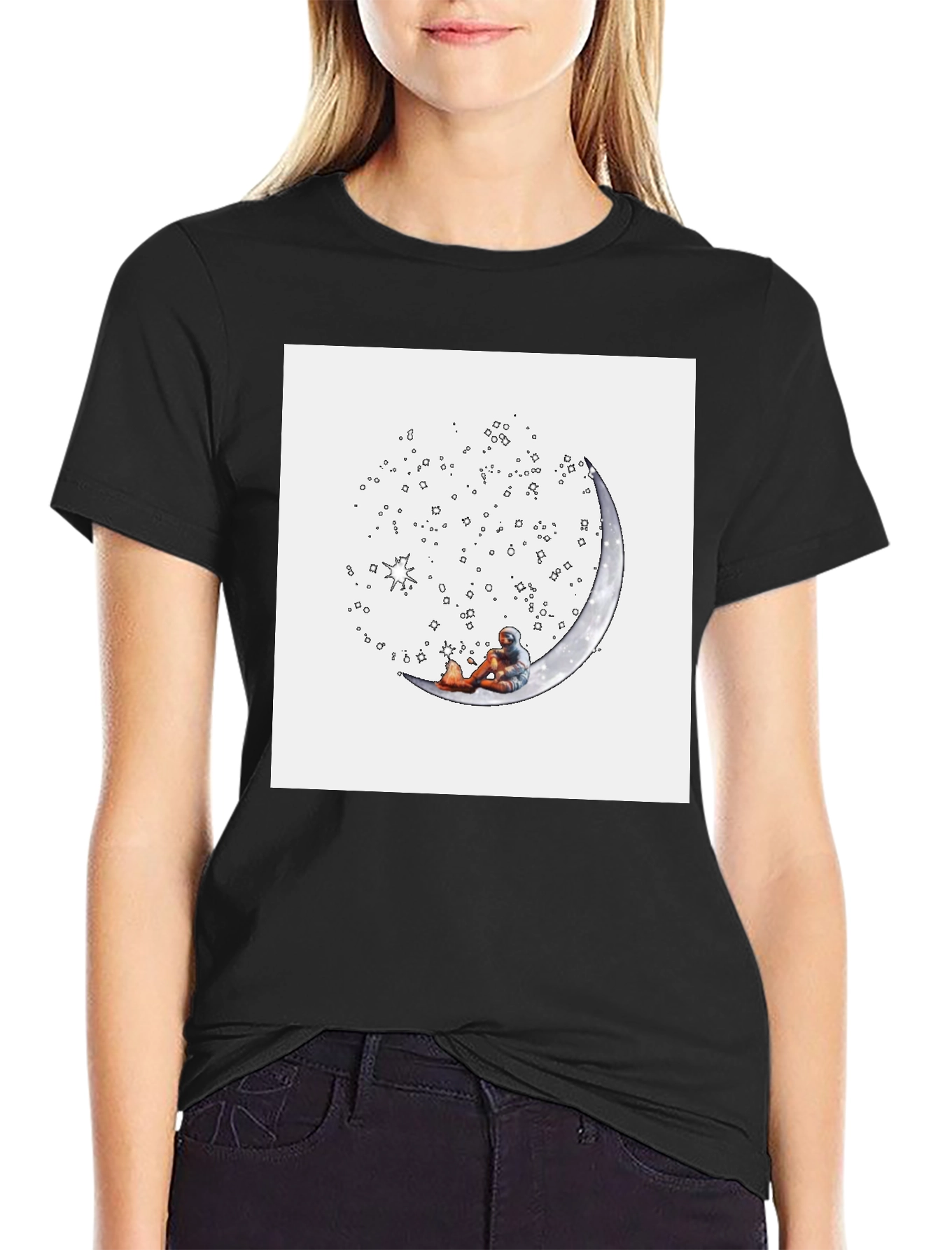 Astronaut Moon Tee - Relaxed Space Explorer T-Shirt