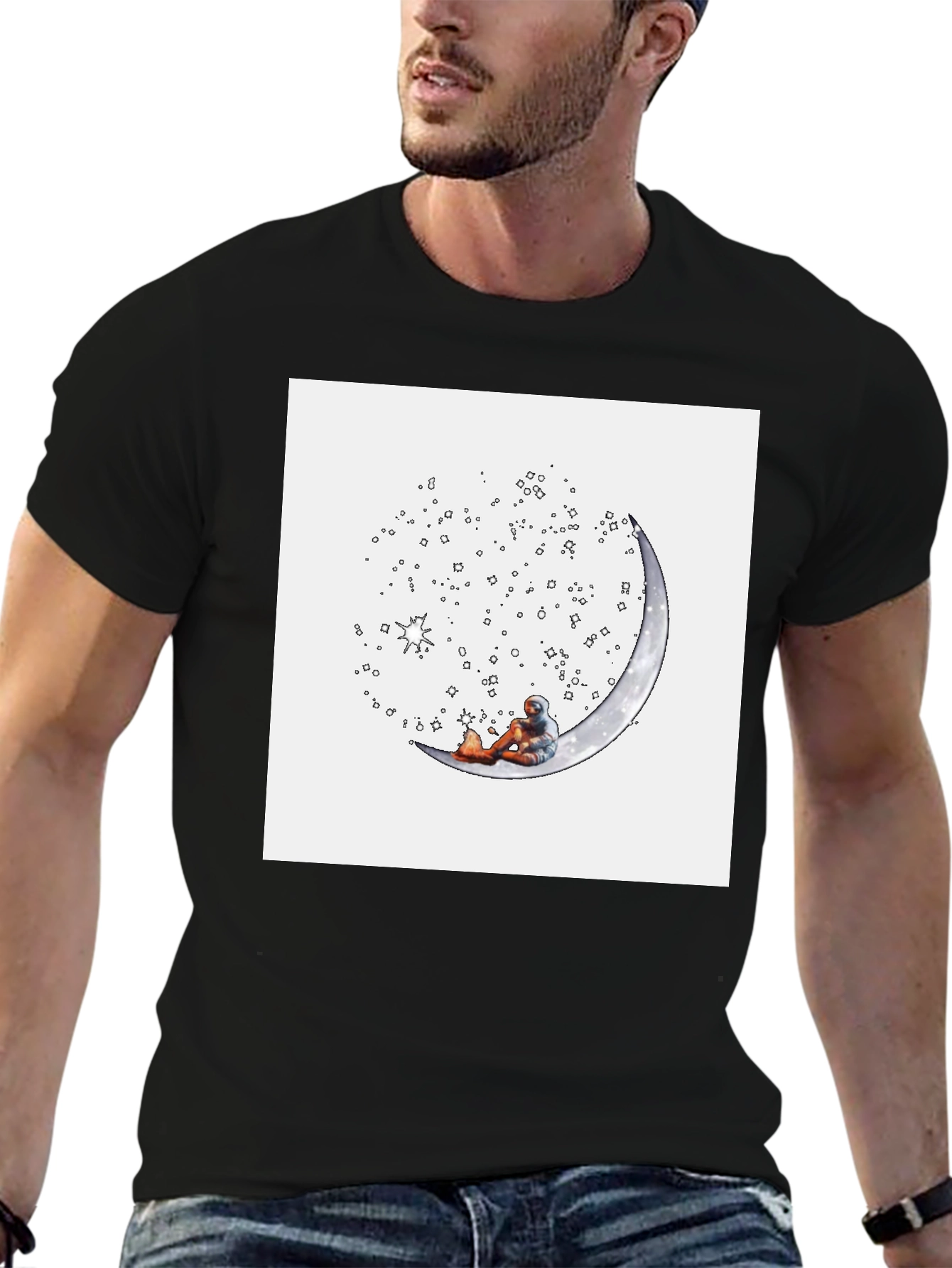 Astronaut Moon Tee - Relaxed Space Explorer T-Shirt