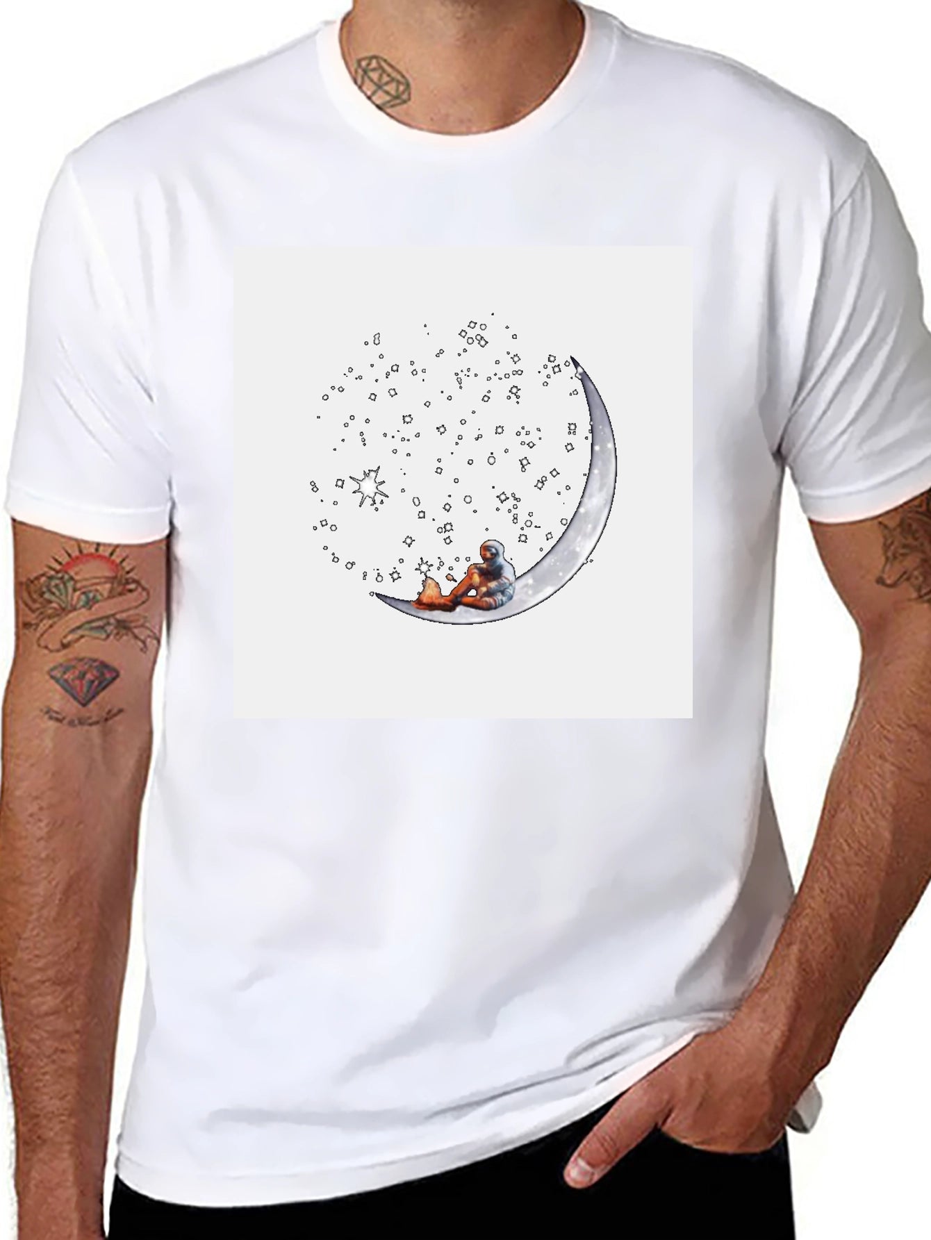 Astronaut Moon Tee - Relaxed Space Explorer T-Shirt