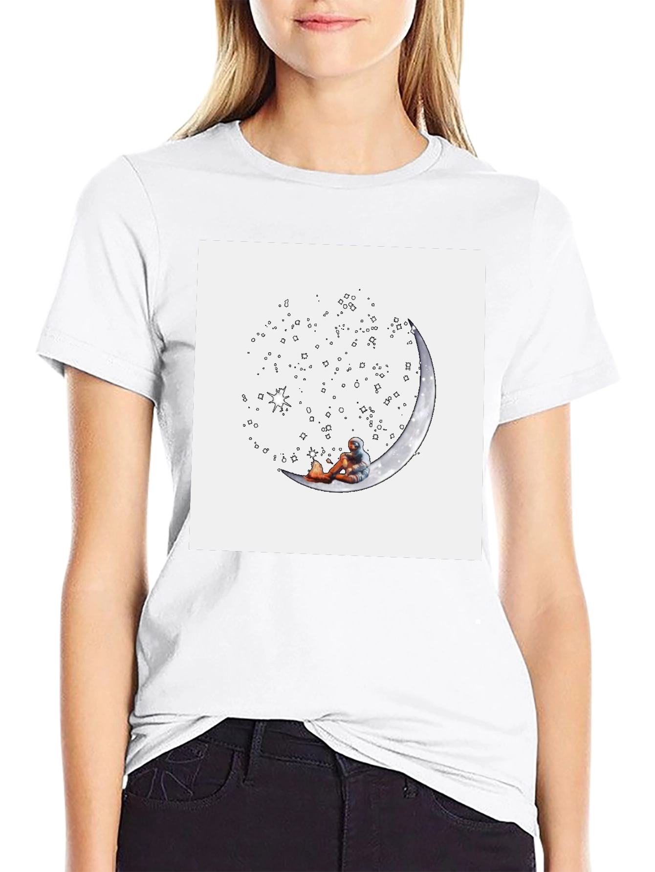 Astronaut Moon Tee - Relaxed Space Explorer T-Shirt