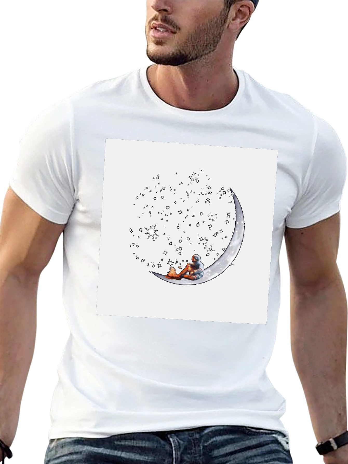 Astronaut Moon Tee - Relaxed Space Explorer T-Shirt