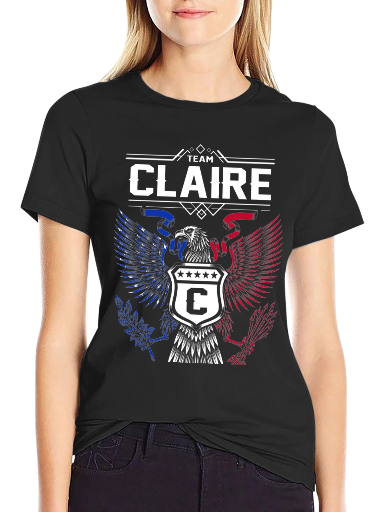 Team Claire Patriotic Eagle Crest T-Shirt