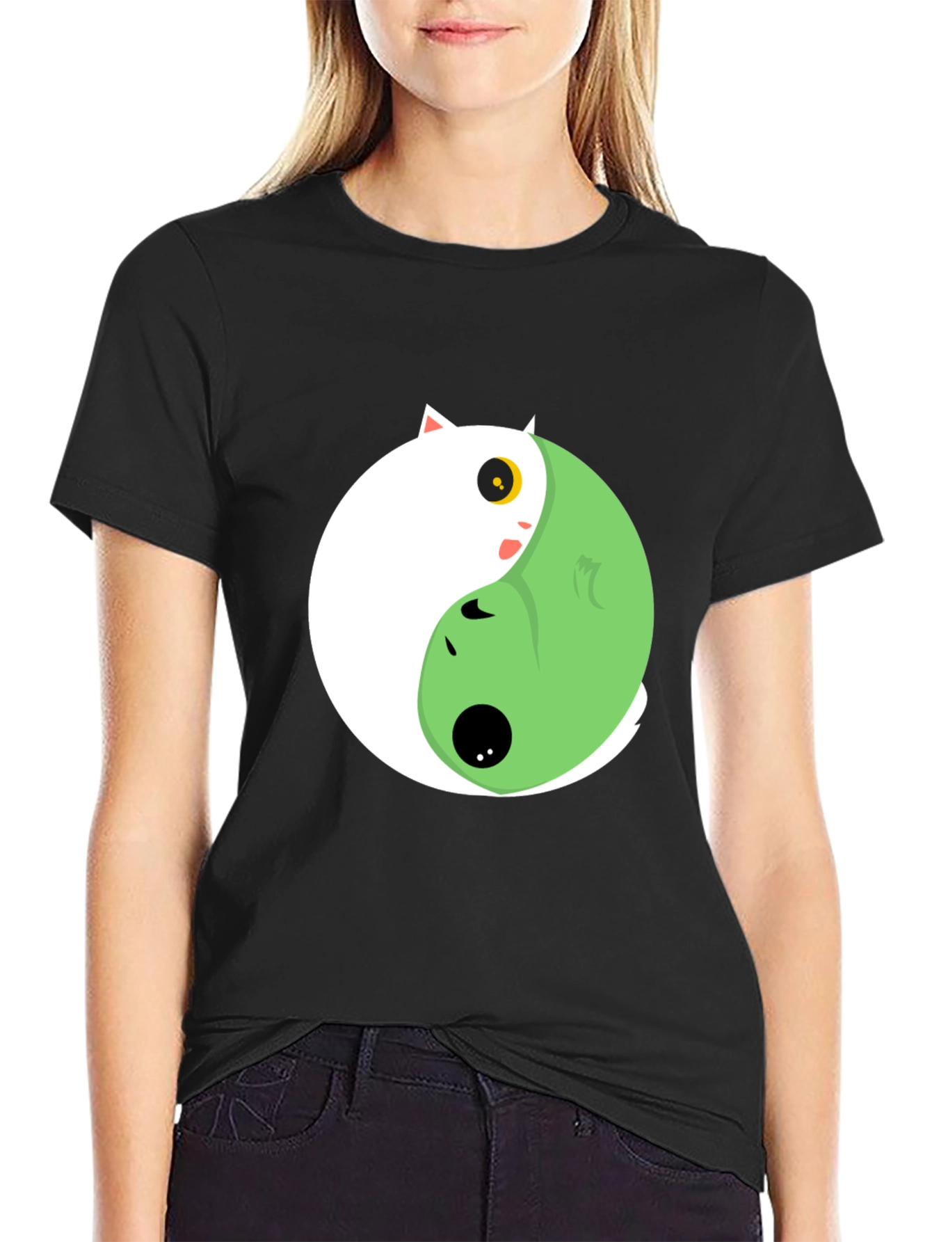 Yin Yang Cat Graphic Tee