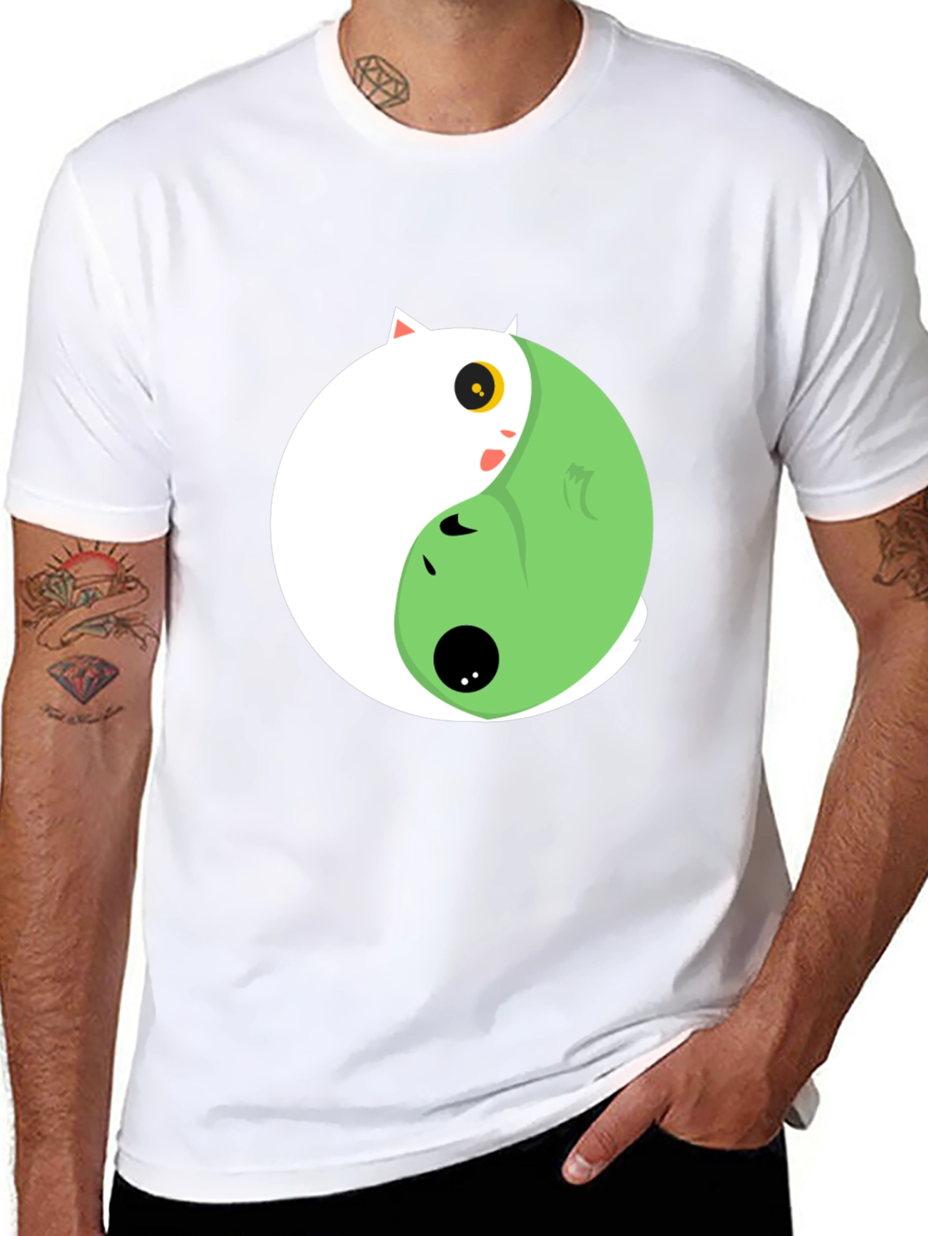 Yin Yang Cat Graphic Tee