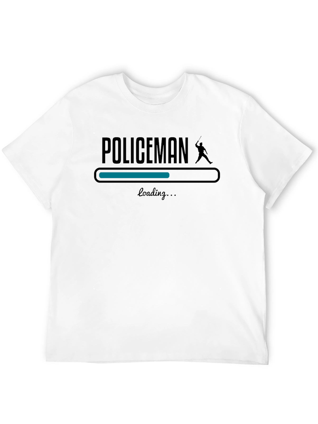 Policeman Loading Graphic Tee - Black Cotton T-Shirt