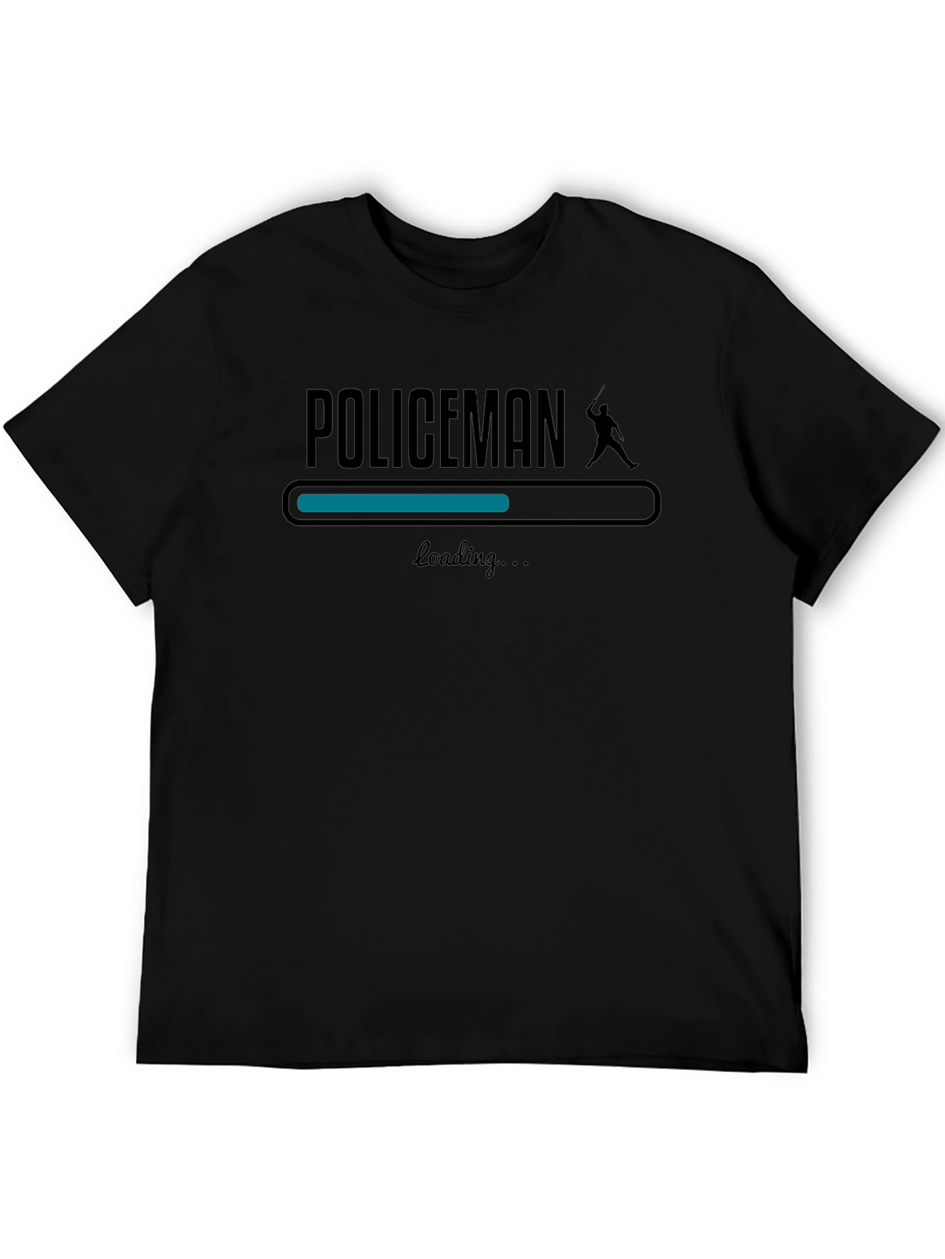 Policeman Loading Graphic Tee - Black Cotton T-Shirt