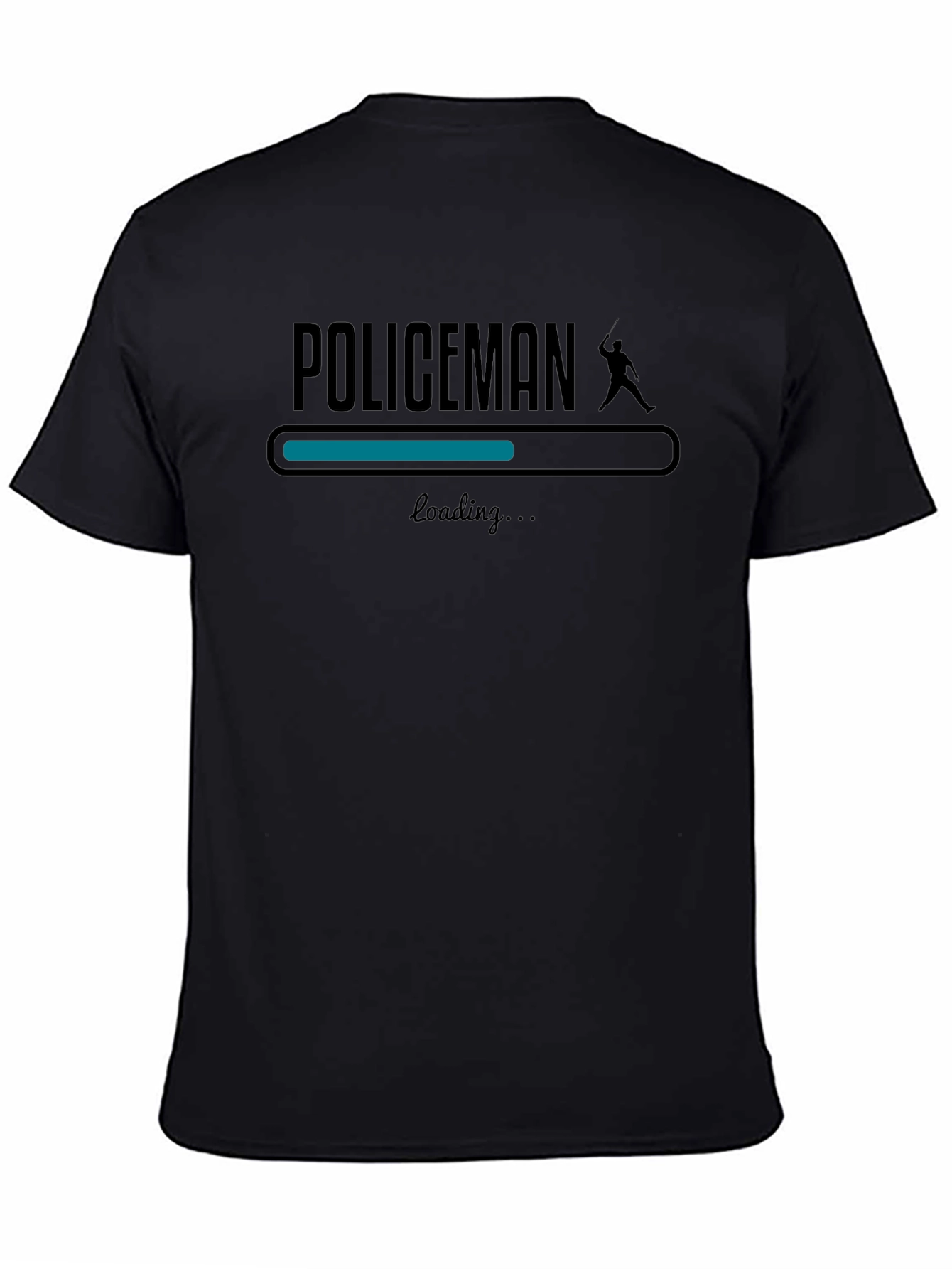 Policeman Loading Graphic Tee - Black Cotton T-Shirt