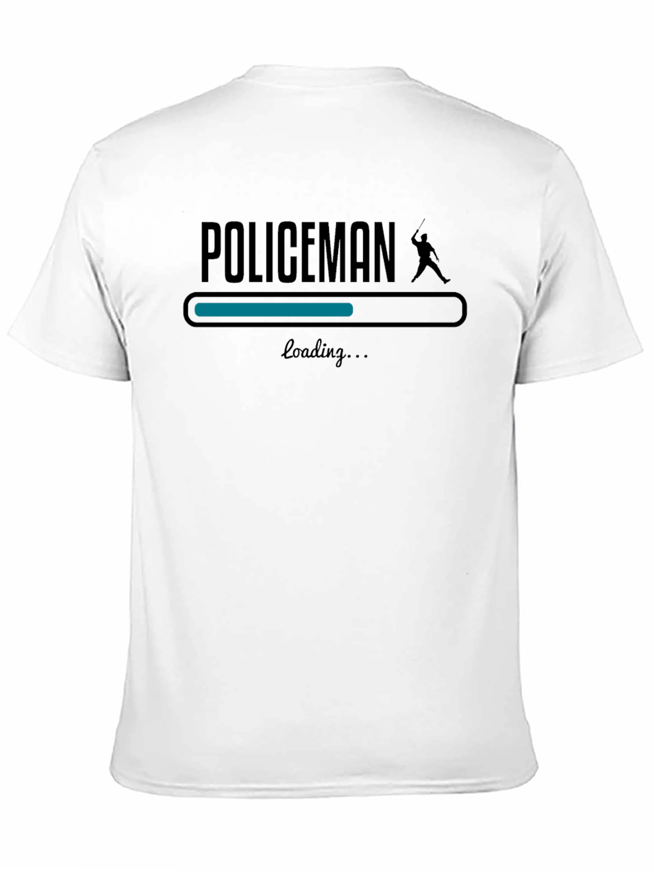 Policeman Loading Graphic Tee - Black Cotton T-Shirt