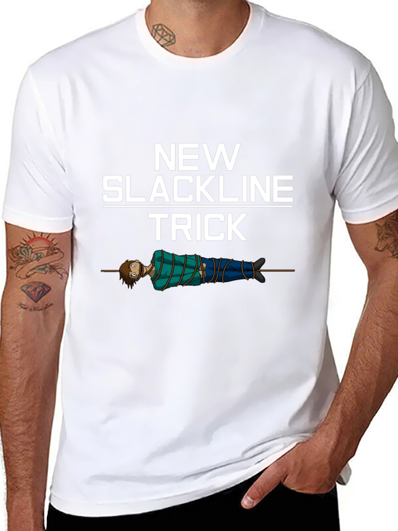 New Slackline Trick T-Shirt - Funny Slacklining Tee
