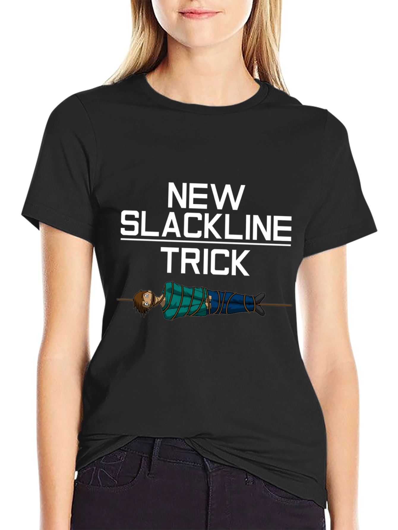 New Slackline Trick T-Shirt - Funny Slacklining Tee