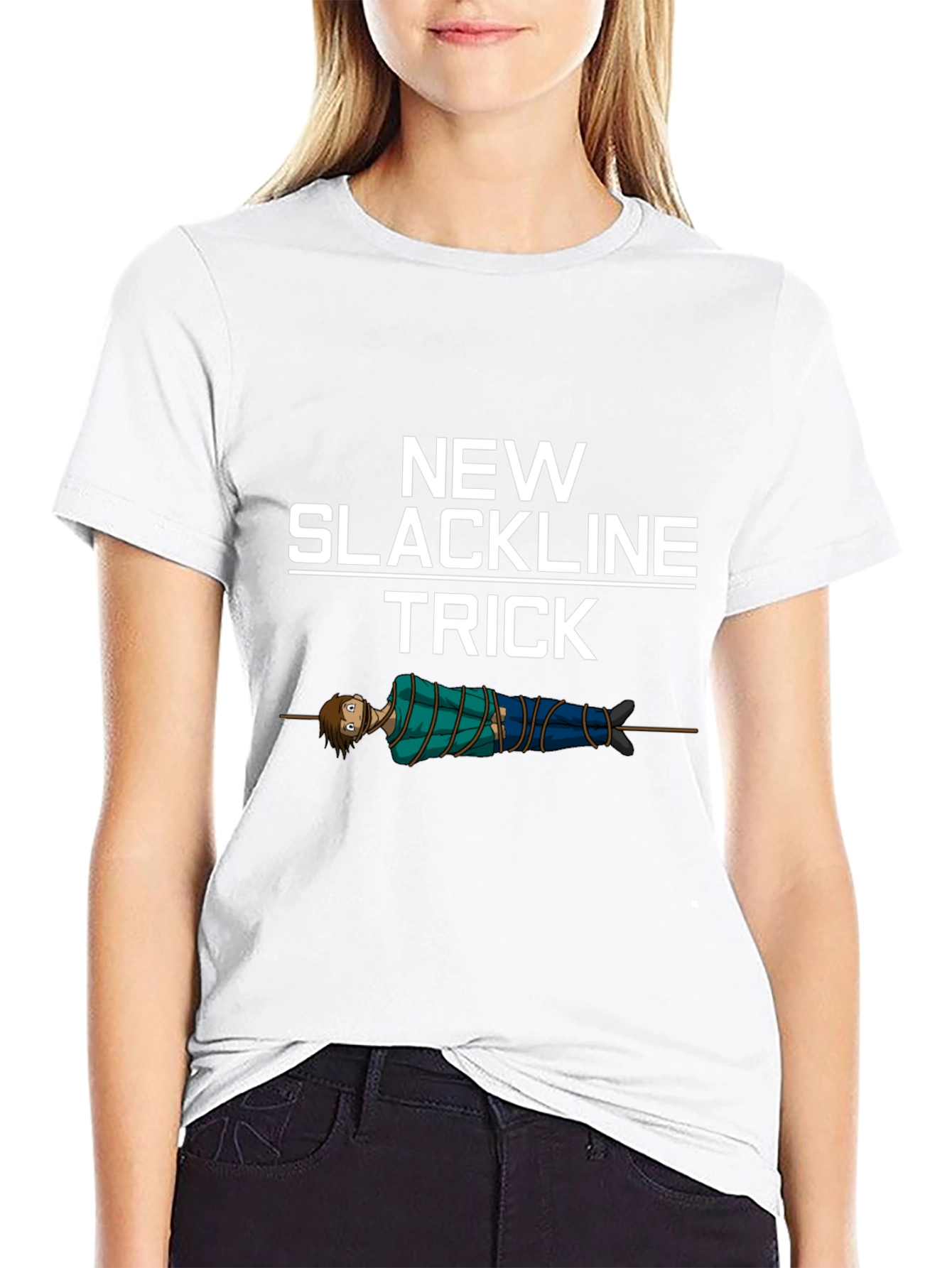 New Slackline Trick T-Shirt - Funny Slacklining Tee