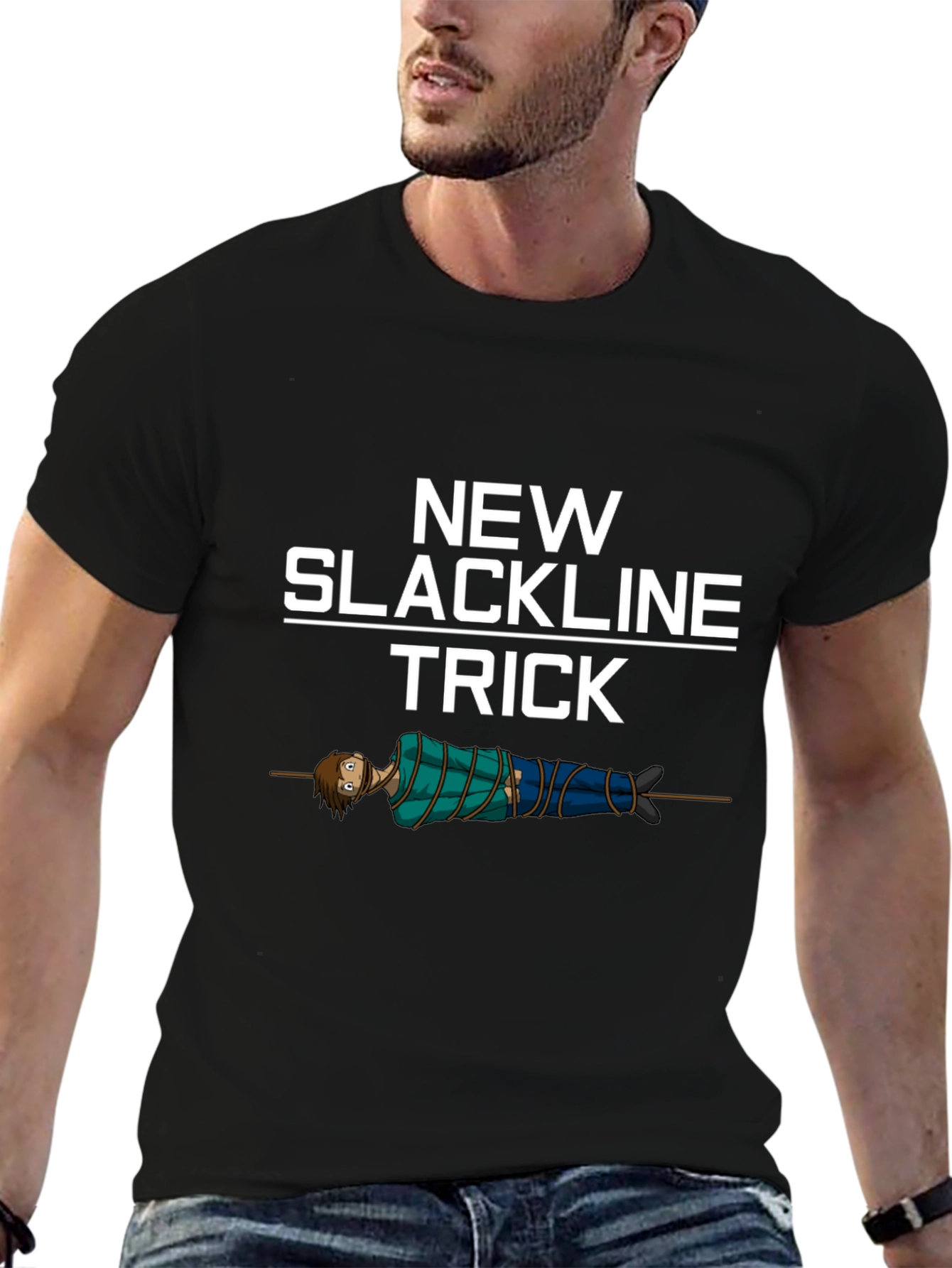 New Slackline Trick T-Shirt - Funny Slacklining Tee