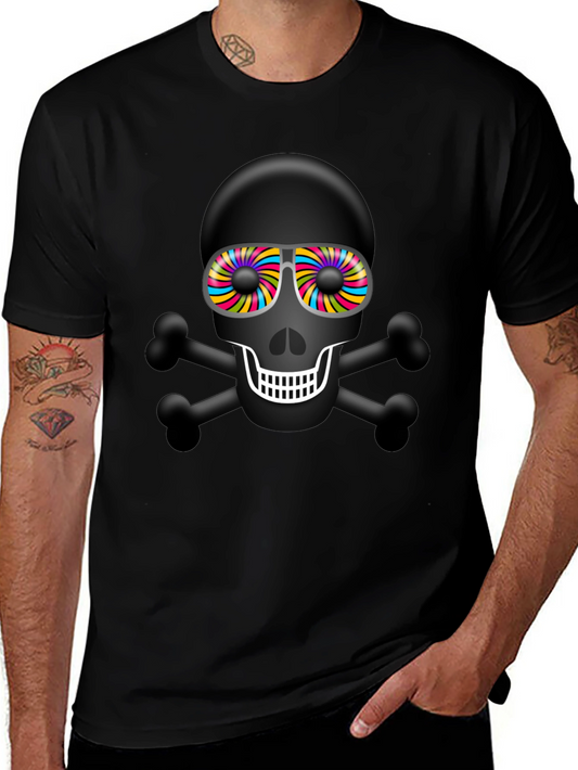 Skull & Crossbones T-Shirt with Rainbow Glasses