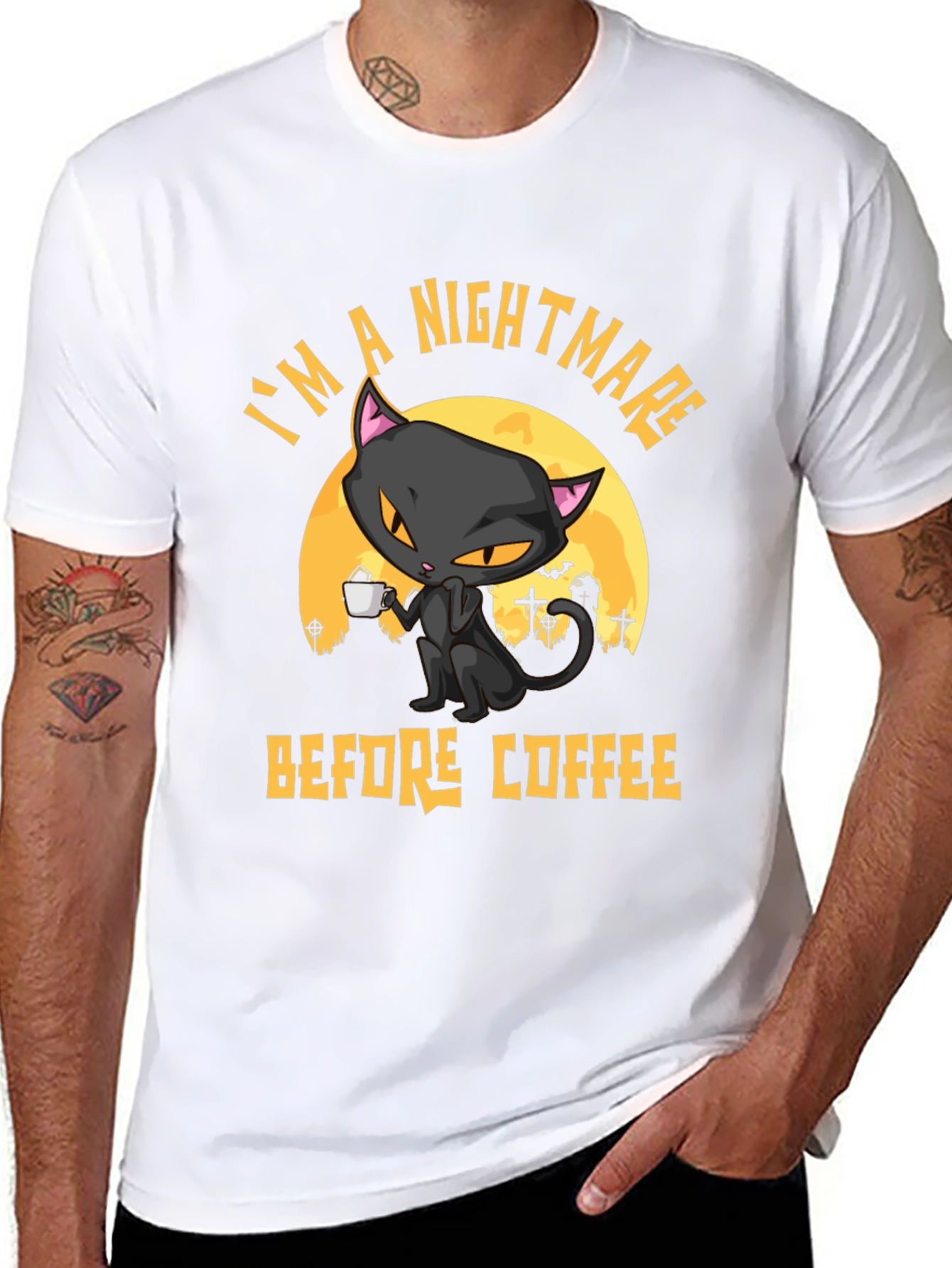 Nightmare Before Coffee Cat T-Shirt - Halloween Tee