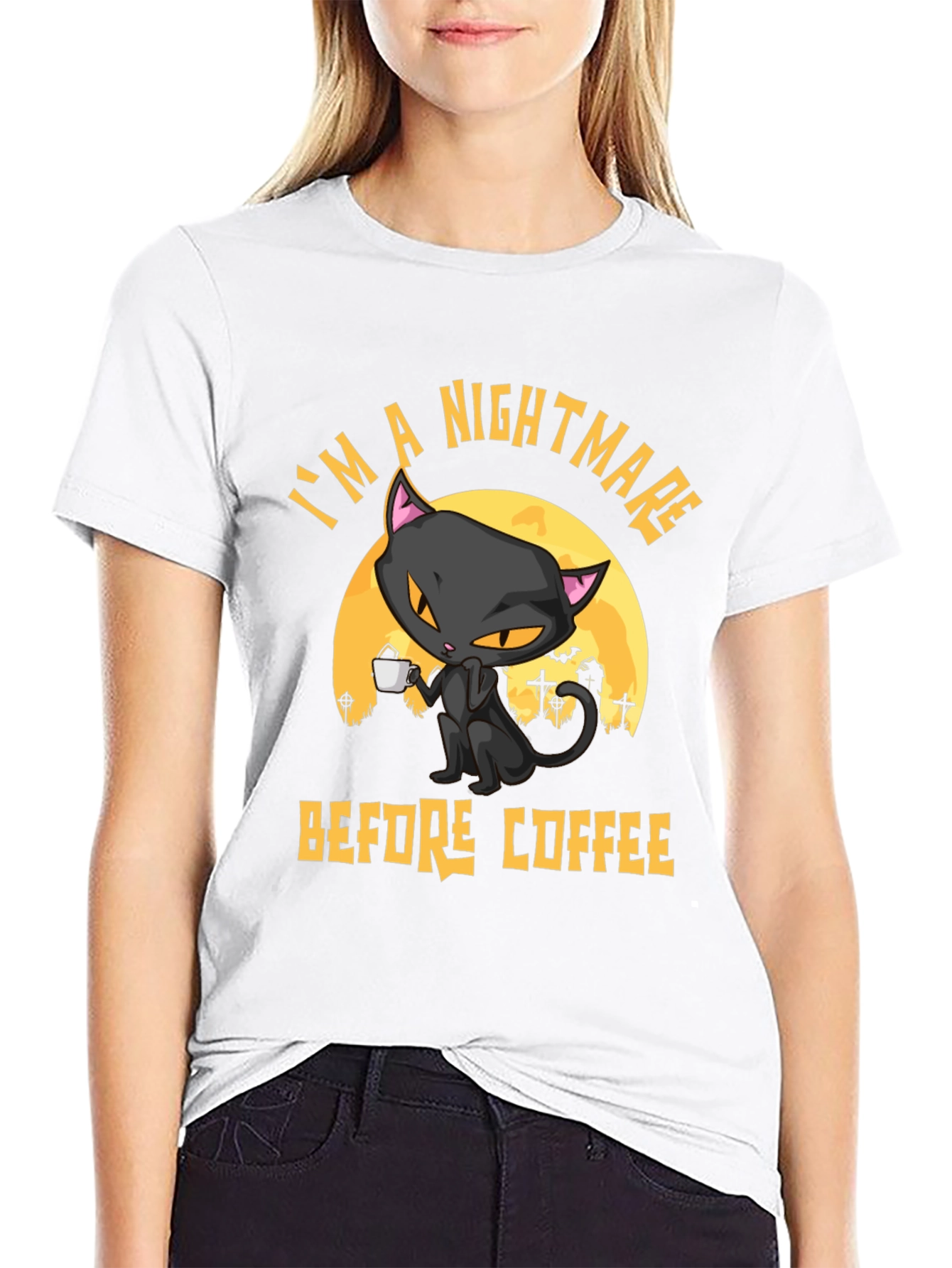 Nightmare Before Coffee Cat T-Shirt - Halloween Tee