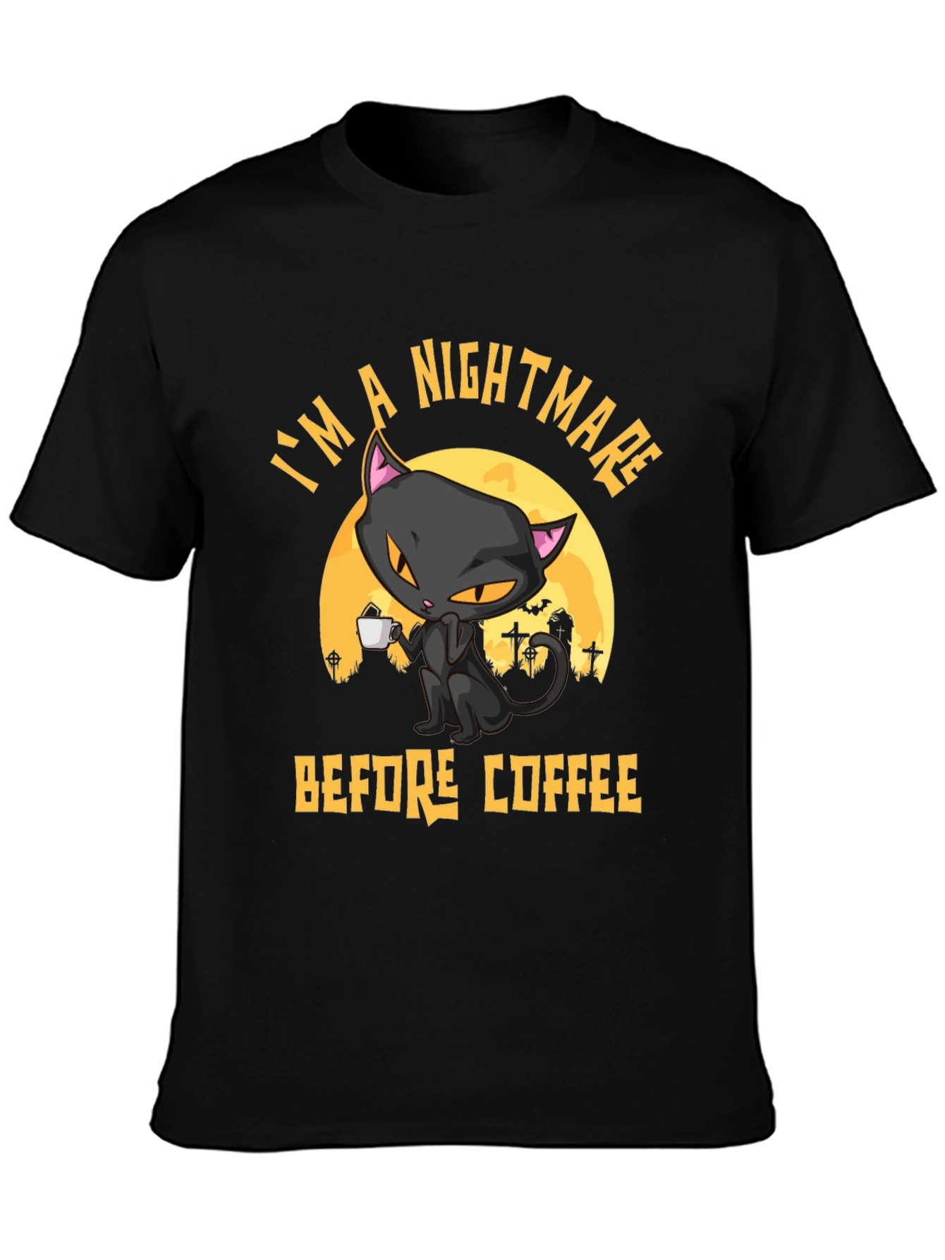 Nightmare Before Coffee Cat T-Shirt - Halloween Tee