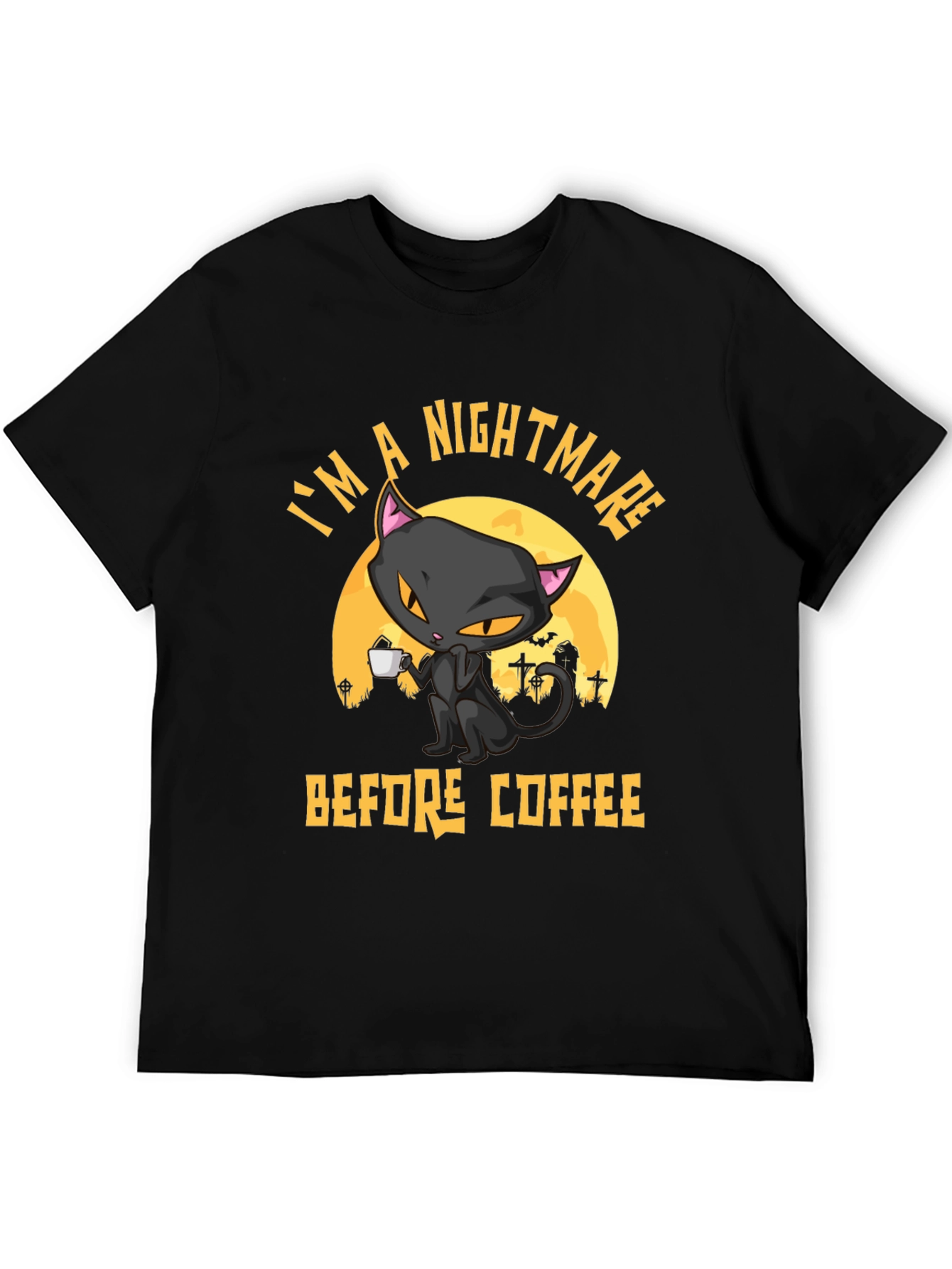 Nightmare Before Coffee Cat T-Shirt - Halloween Tee