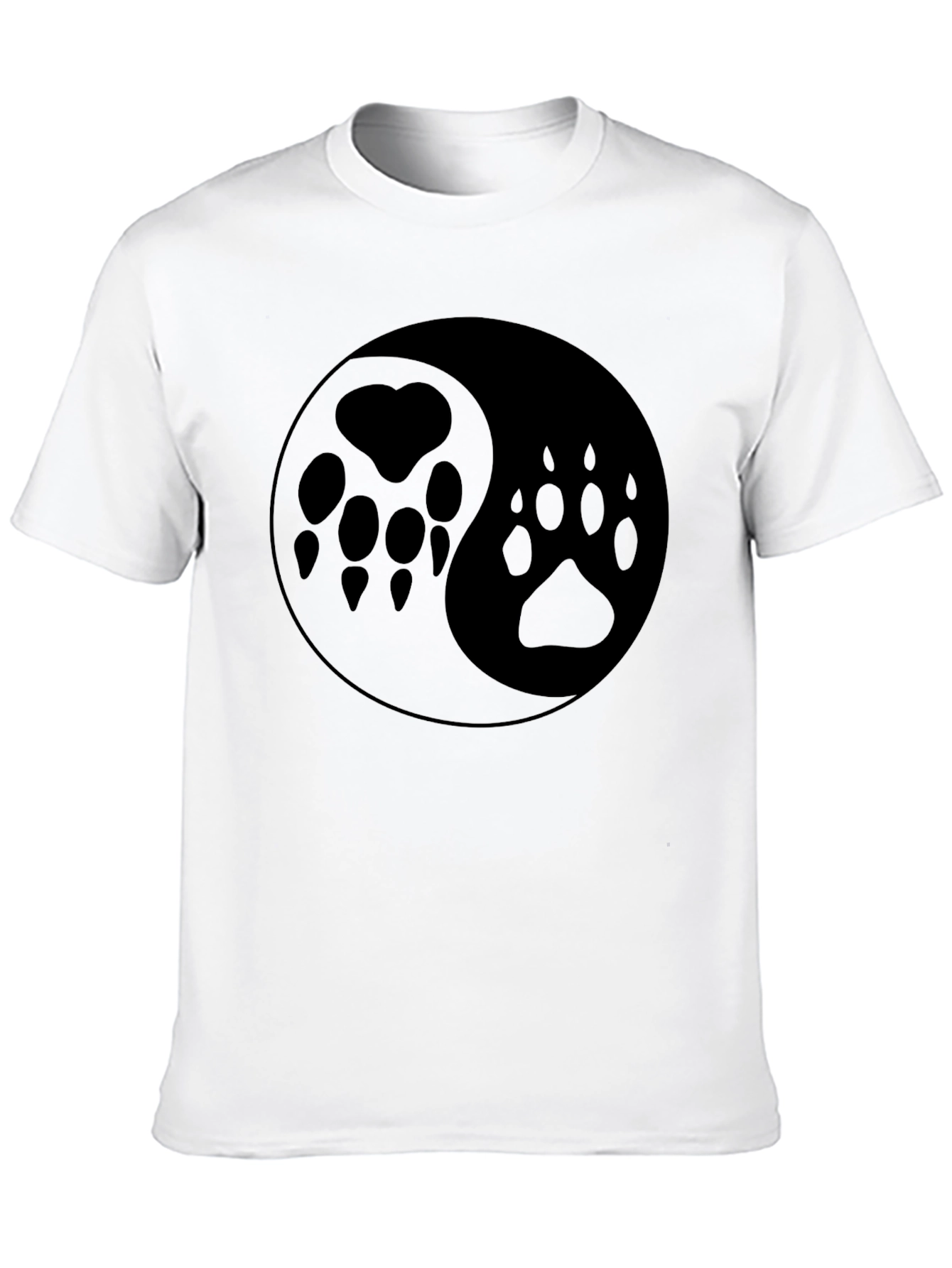 Yin Yang Paw Print T-Shirt - Black