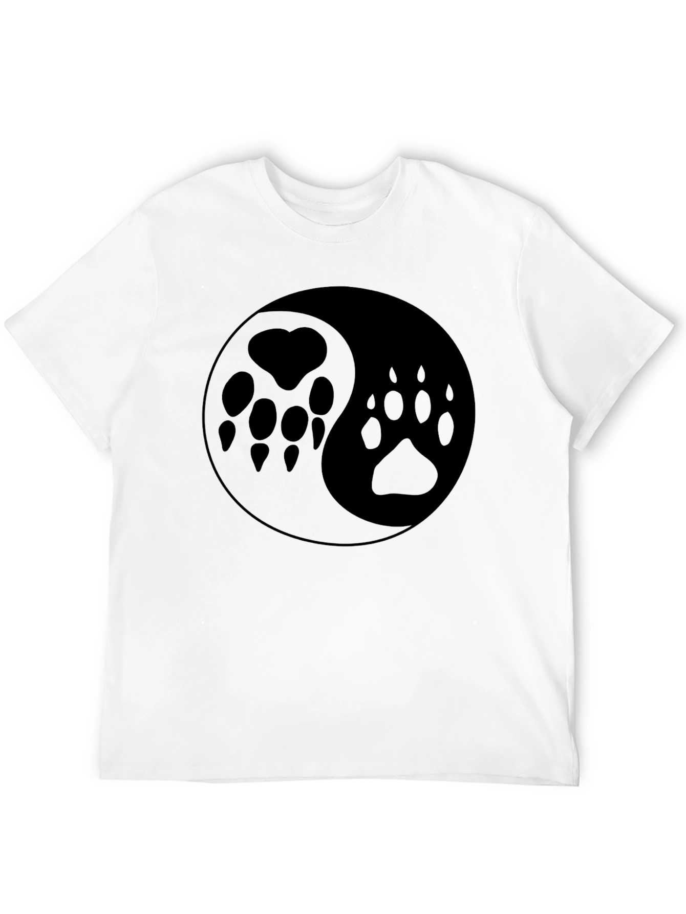 Yin Yang Paw Print T-Shirt - Black