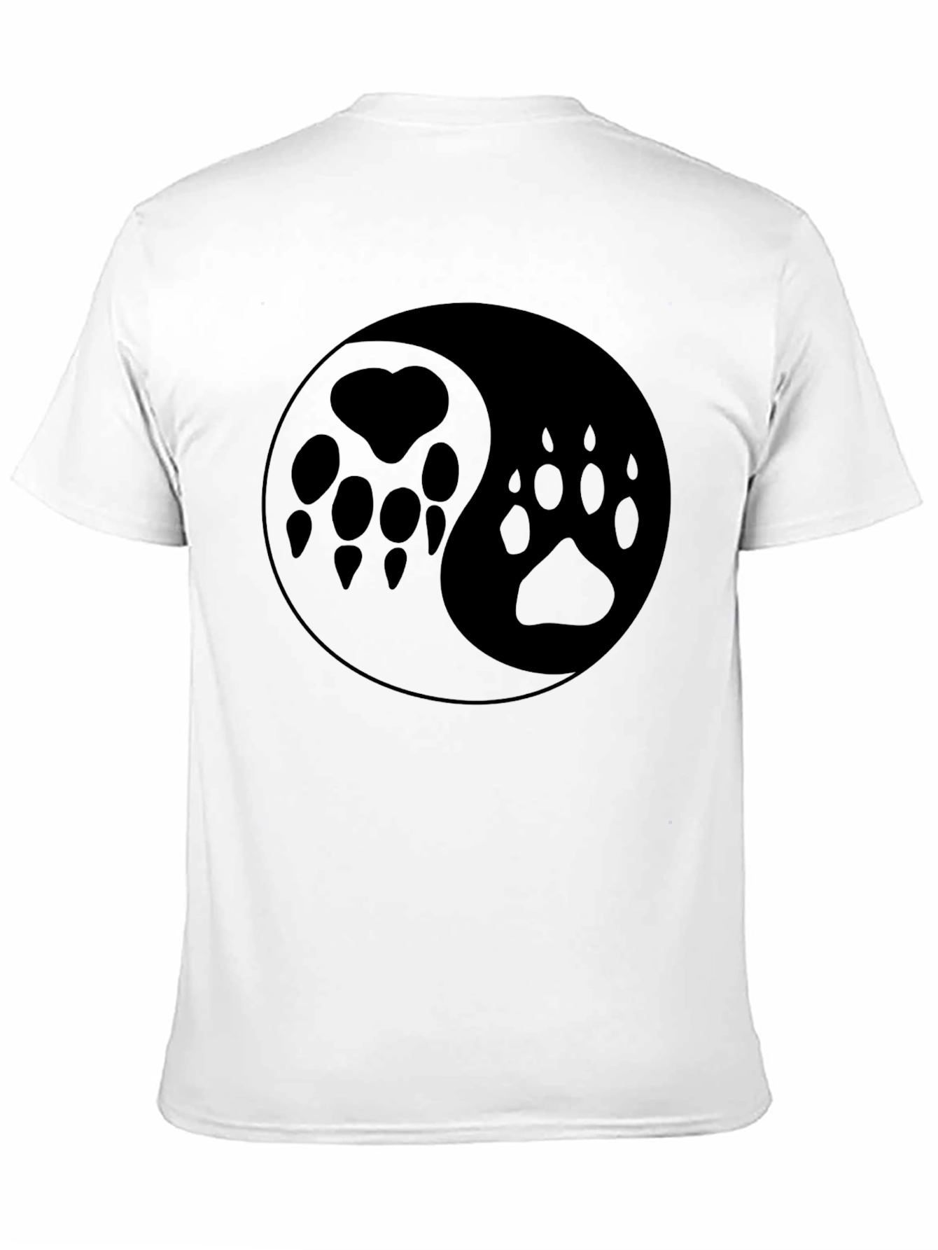 Yin Yang Paw Print T-Shirt - Black