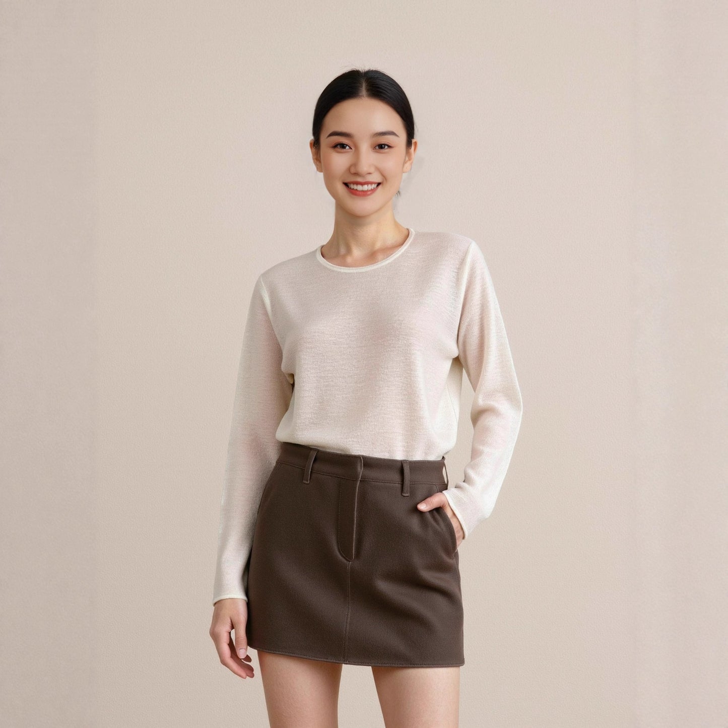 Arrival Regular Shoulder Loose Soft Inner Wear Women's Thin Long Sleeve Versatile Knitwear Base Layer Sweater