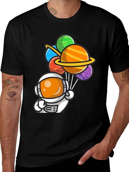 Astronaut Planet Balloons Graphic Tee