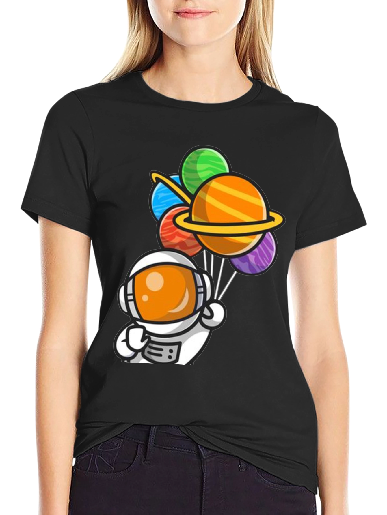 Astronaut Planet Balloons Graphic Tee