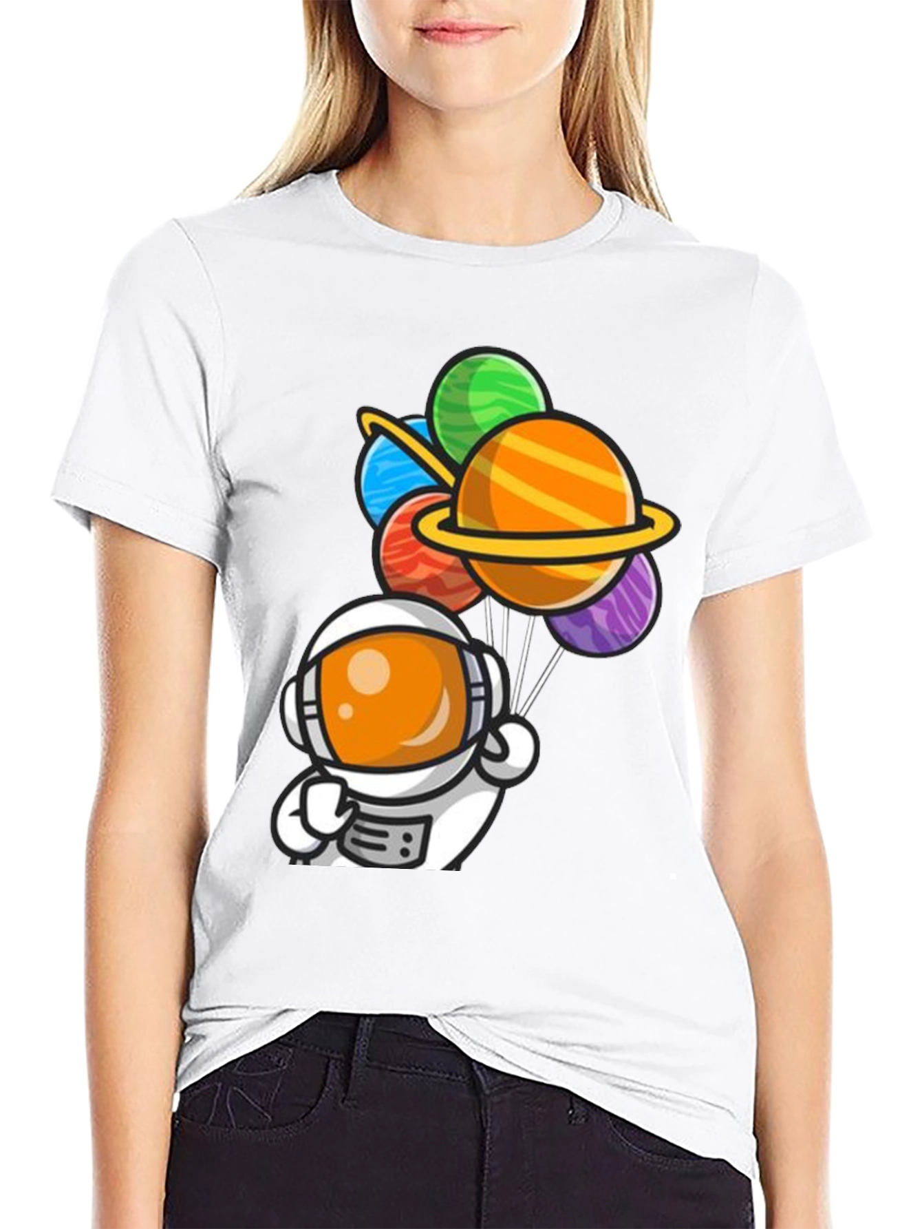Astronaut Planet Balloons Graphic Tee