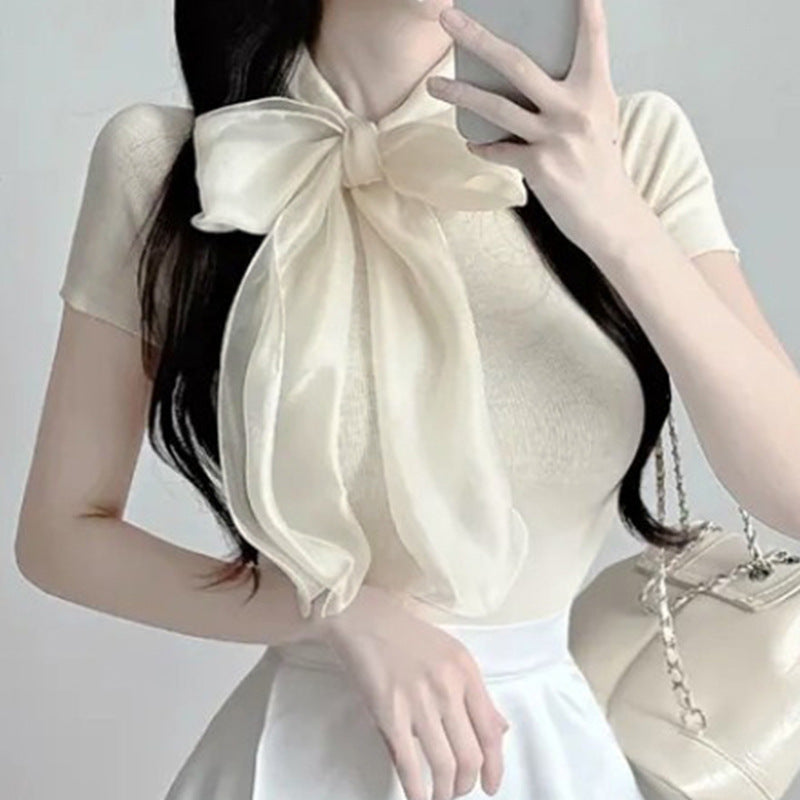 Bow top short sleeved t-shirt for women