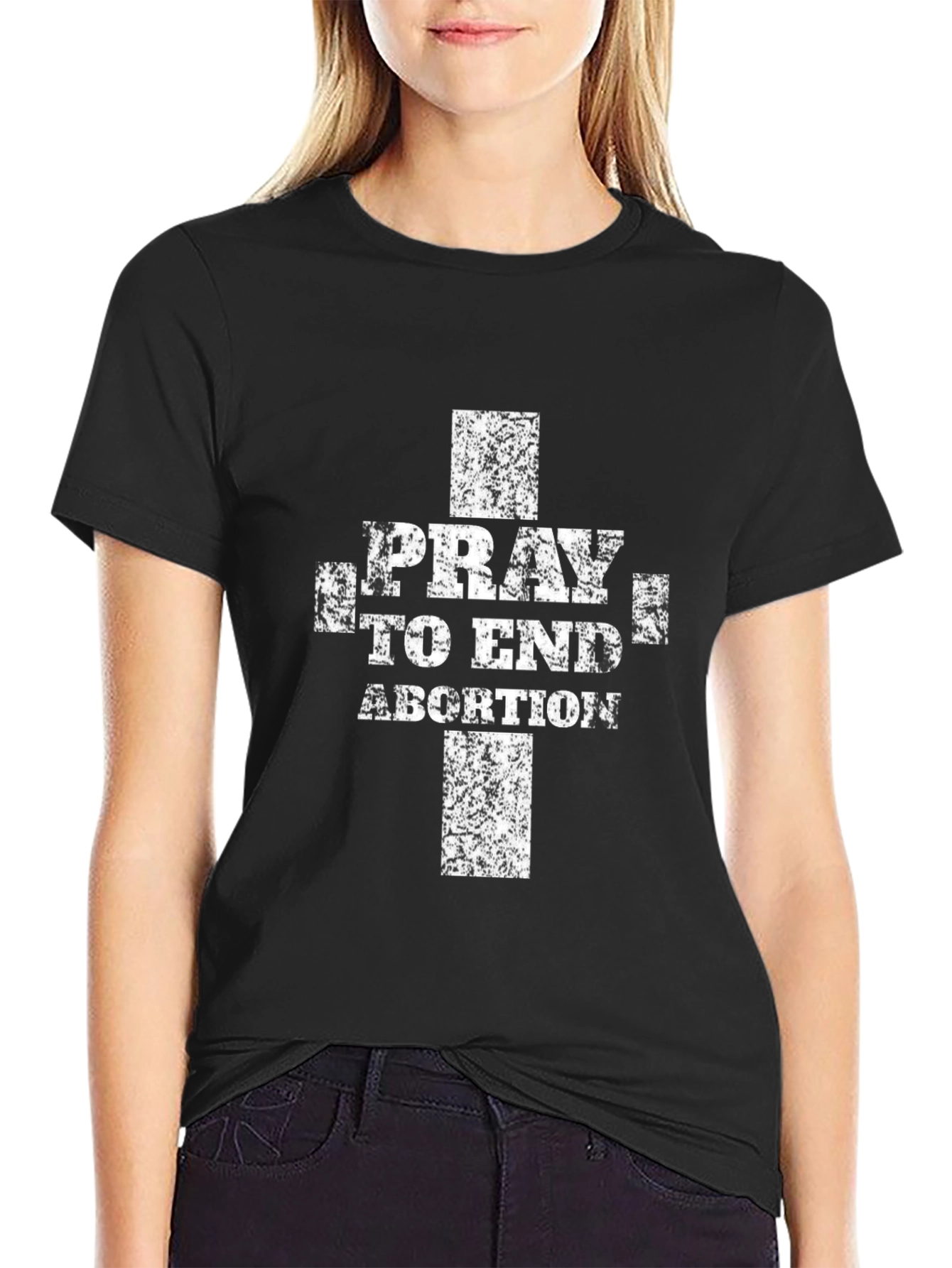 Pray to End Abortion Black Graphic Tee