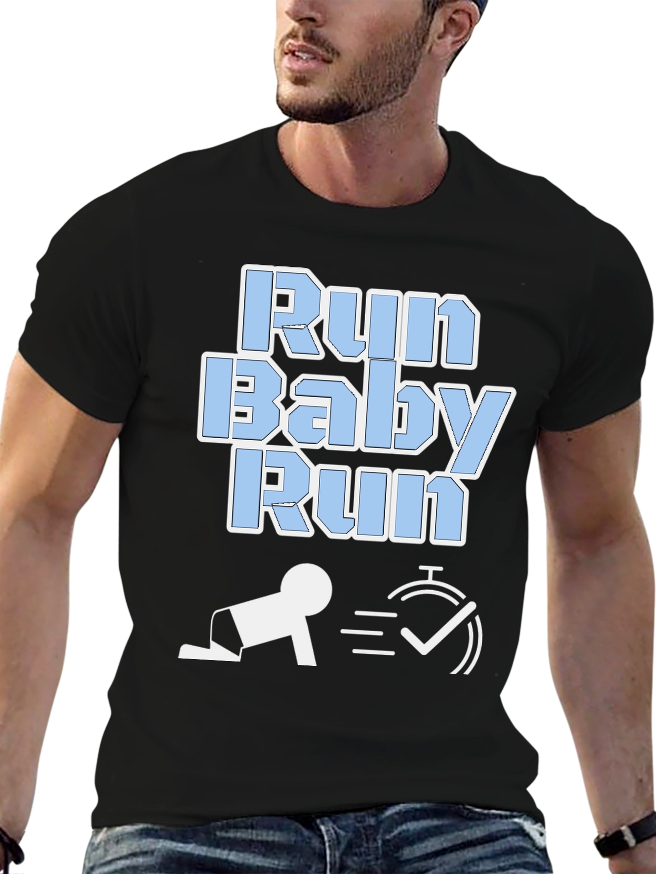 Run Baby Run Funny Graphic T-Shirt