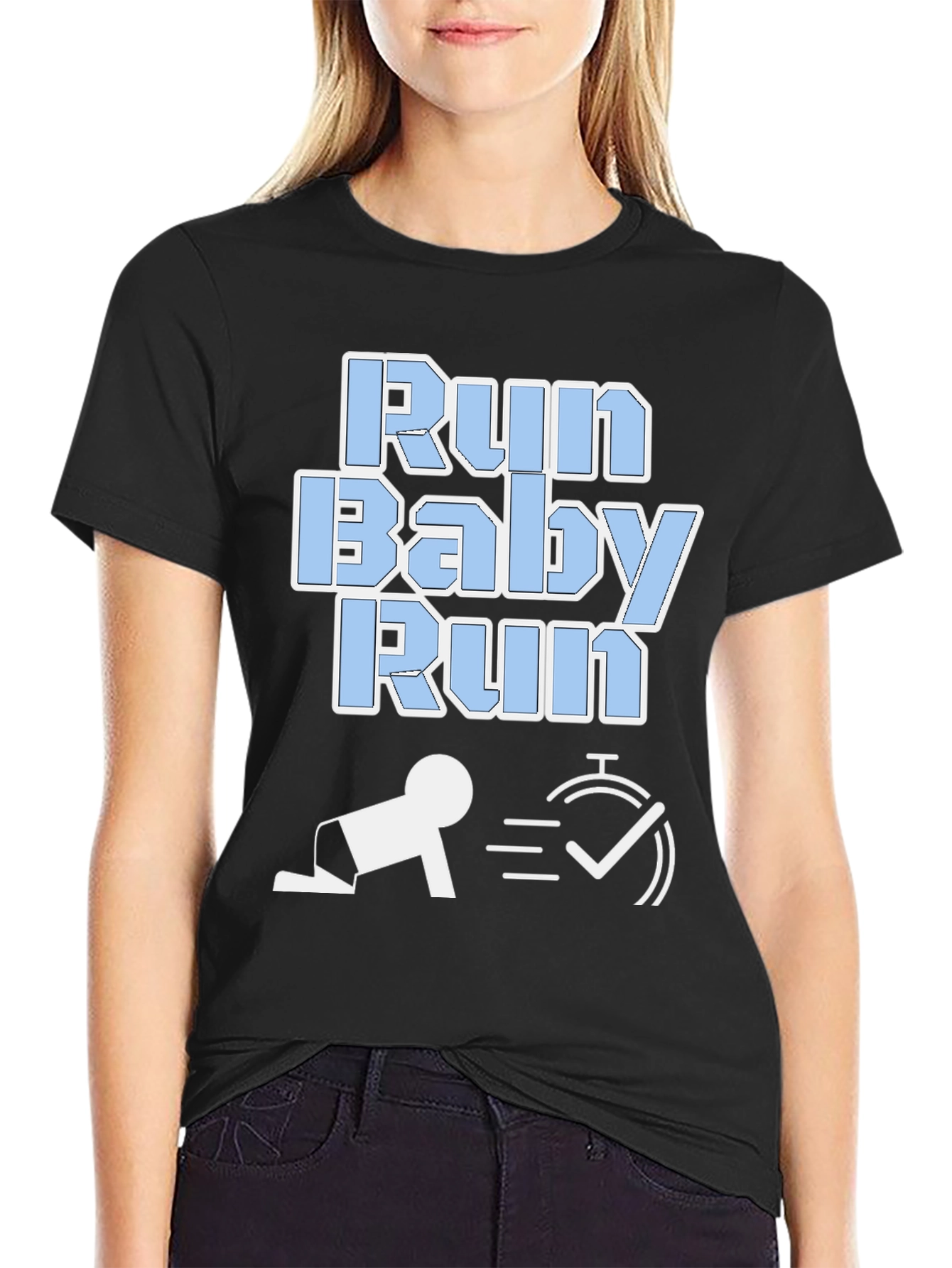 Run Baby Run Funny Graphic T-Shirt