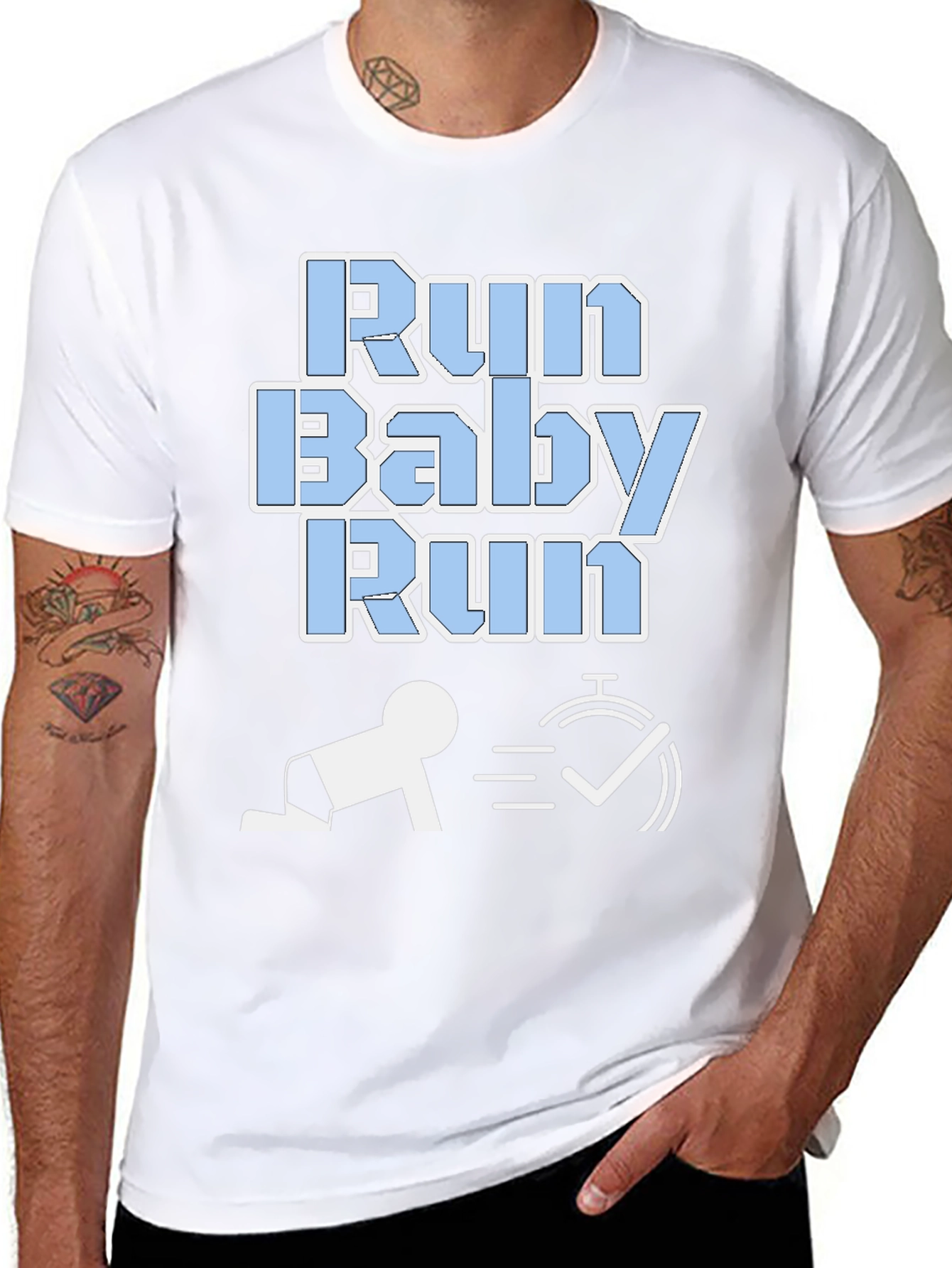 Run Baby Run Funny Graphic T-Shirt