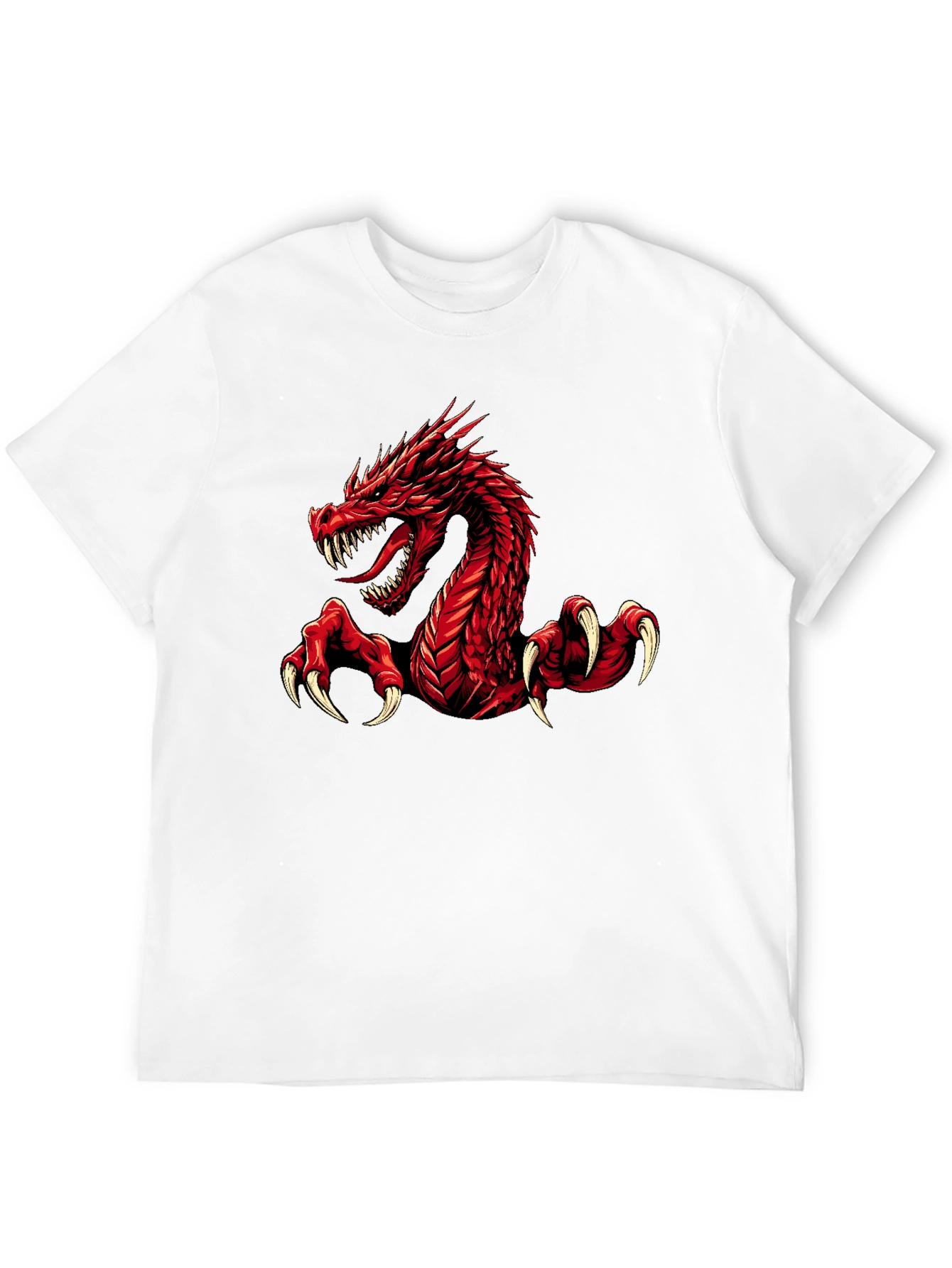 Red Dragon Graphic Print Black T-Shirt