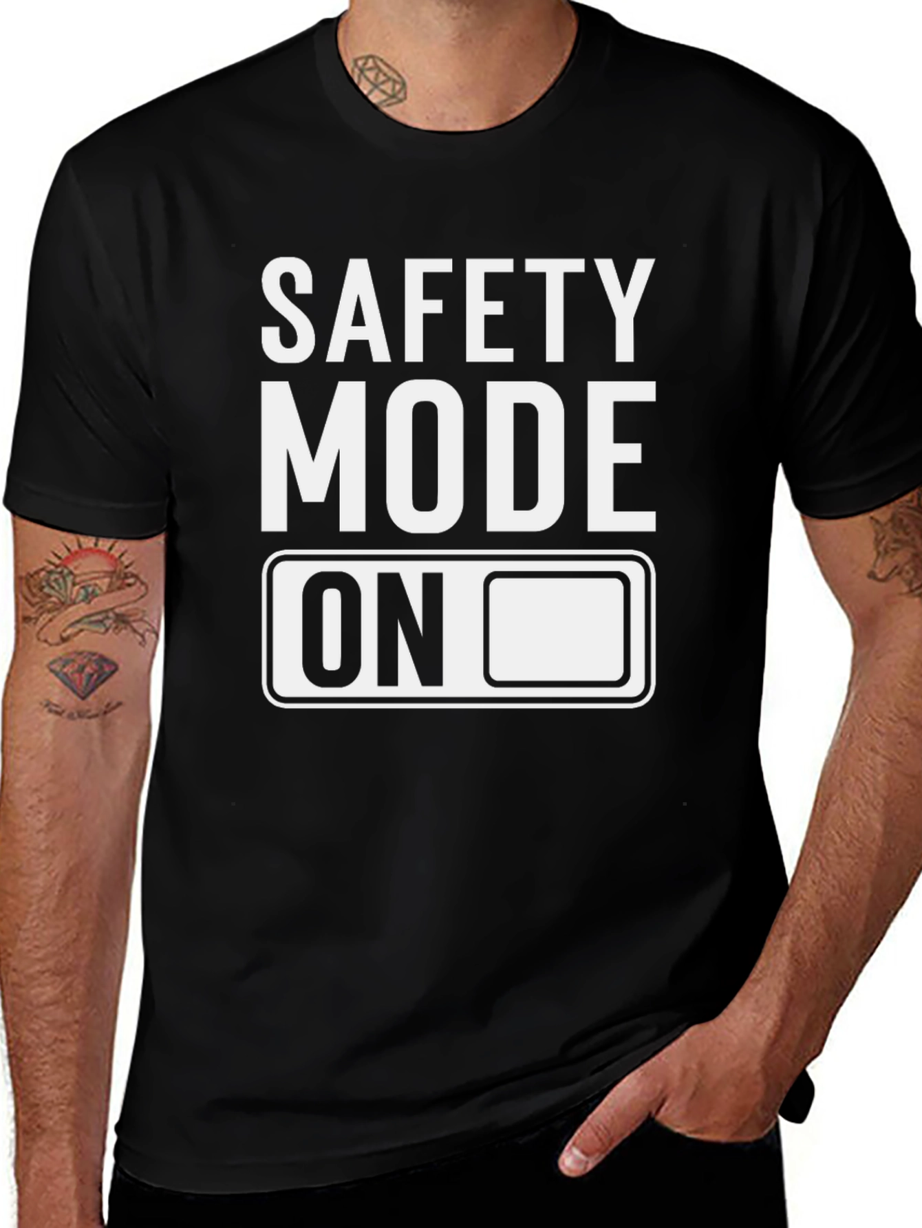 Safety Mode On Graphic T-Shirt - Black