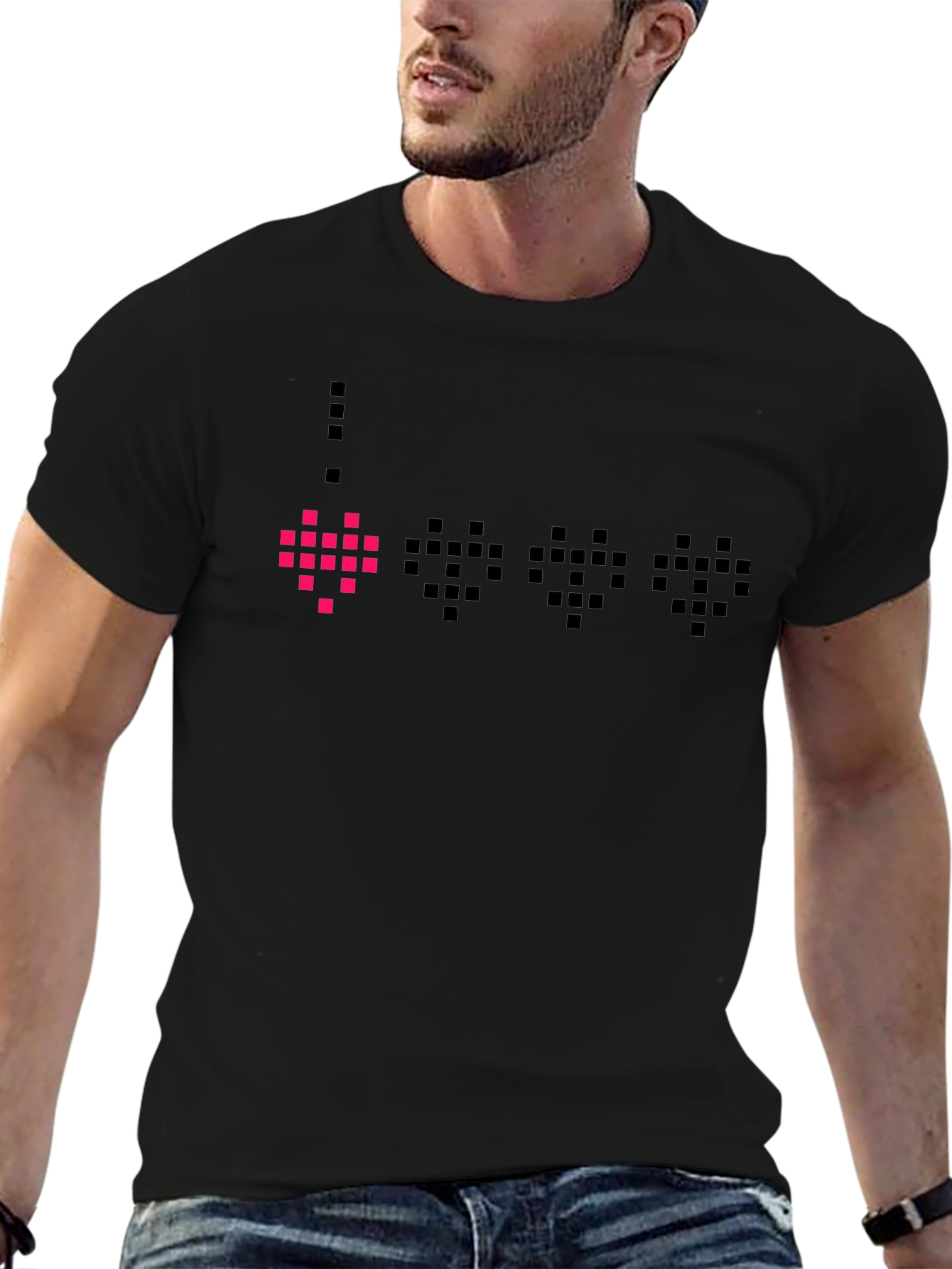 Pixel Heart Black T-Shirt - Gamer Style