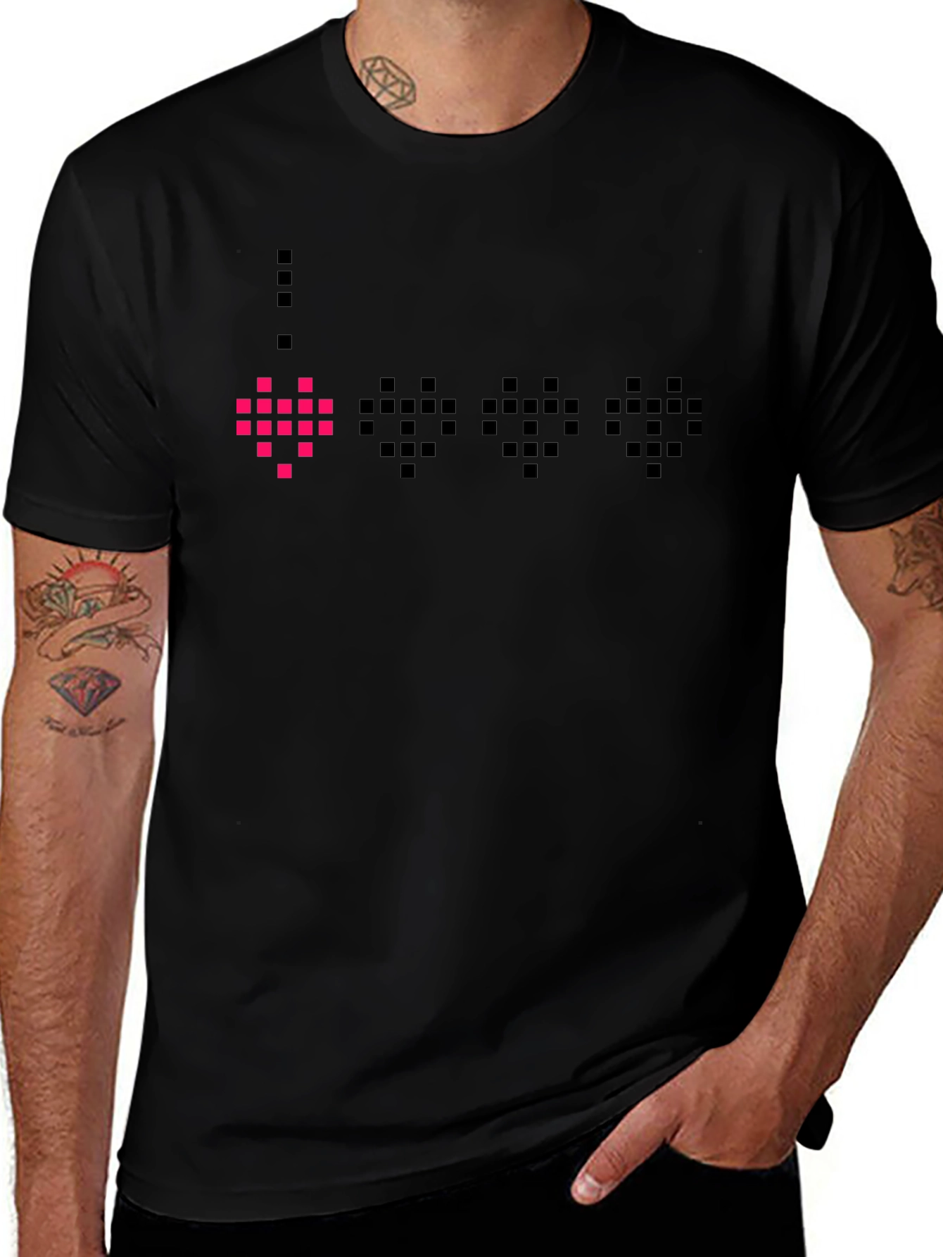 Pixel Heart Black T-Shirt - Gamer Style