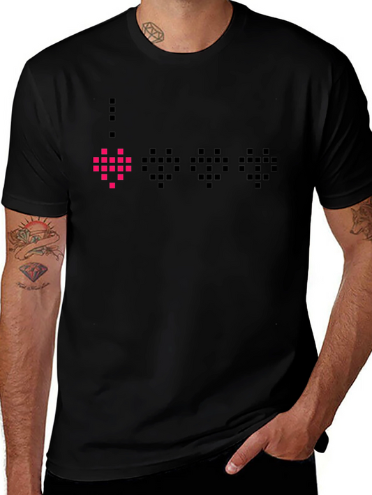 Pixel Heart Black T-Shirt - Gamer Style