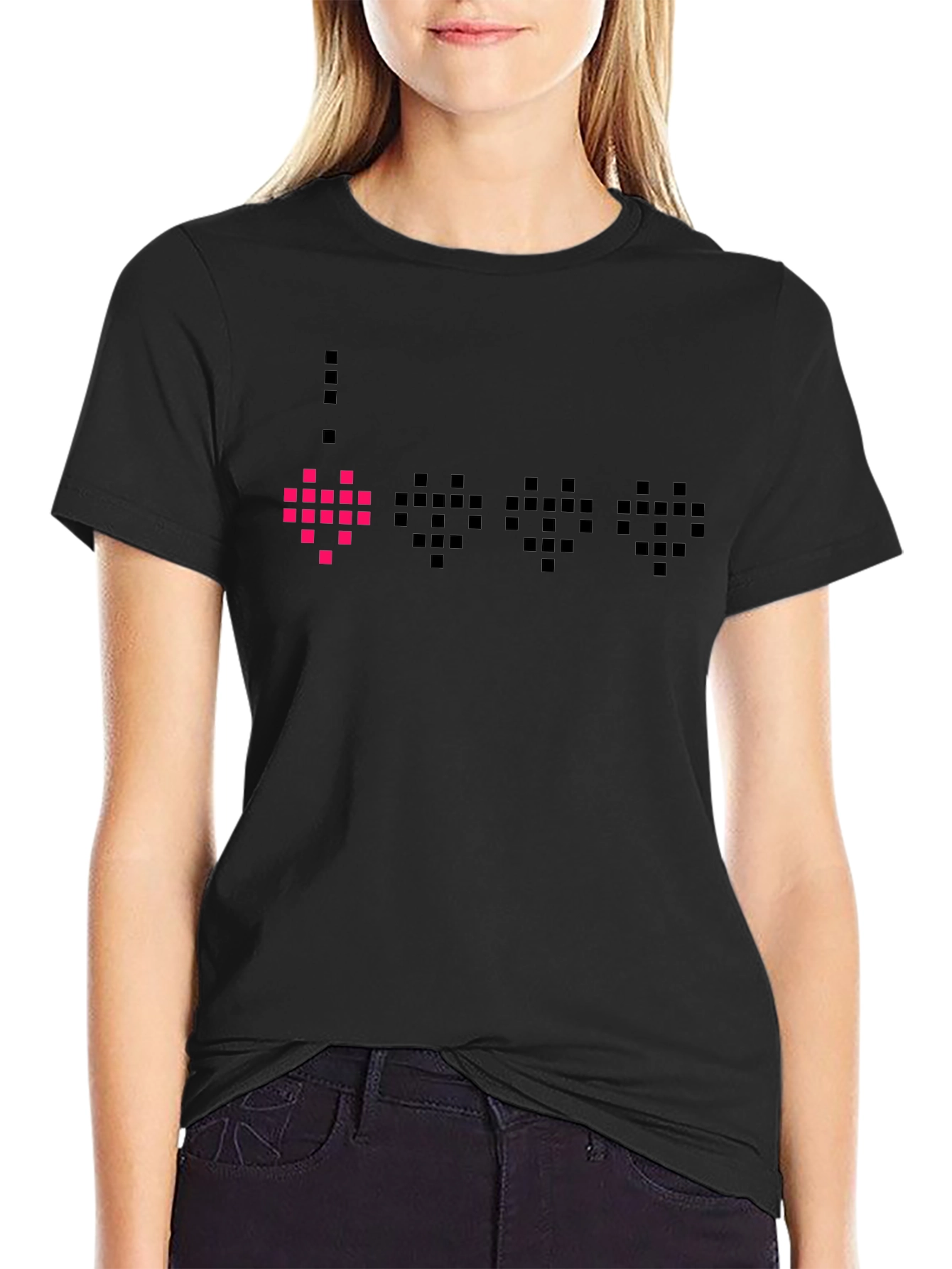 Pixel Heart Black T-Shirt - Gamer Style