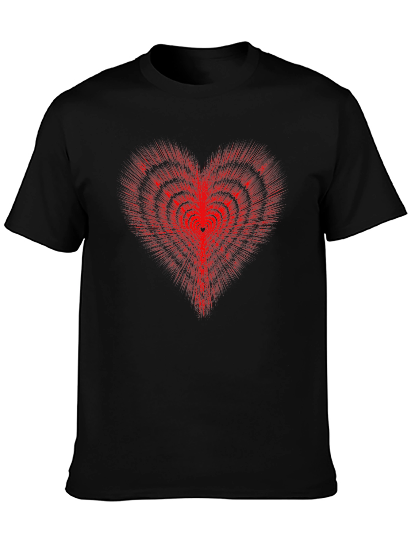 Red Heart Illusion Graphic Tee - Modern Style