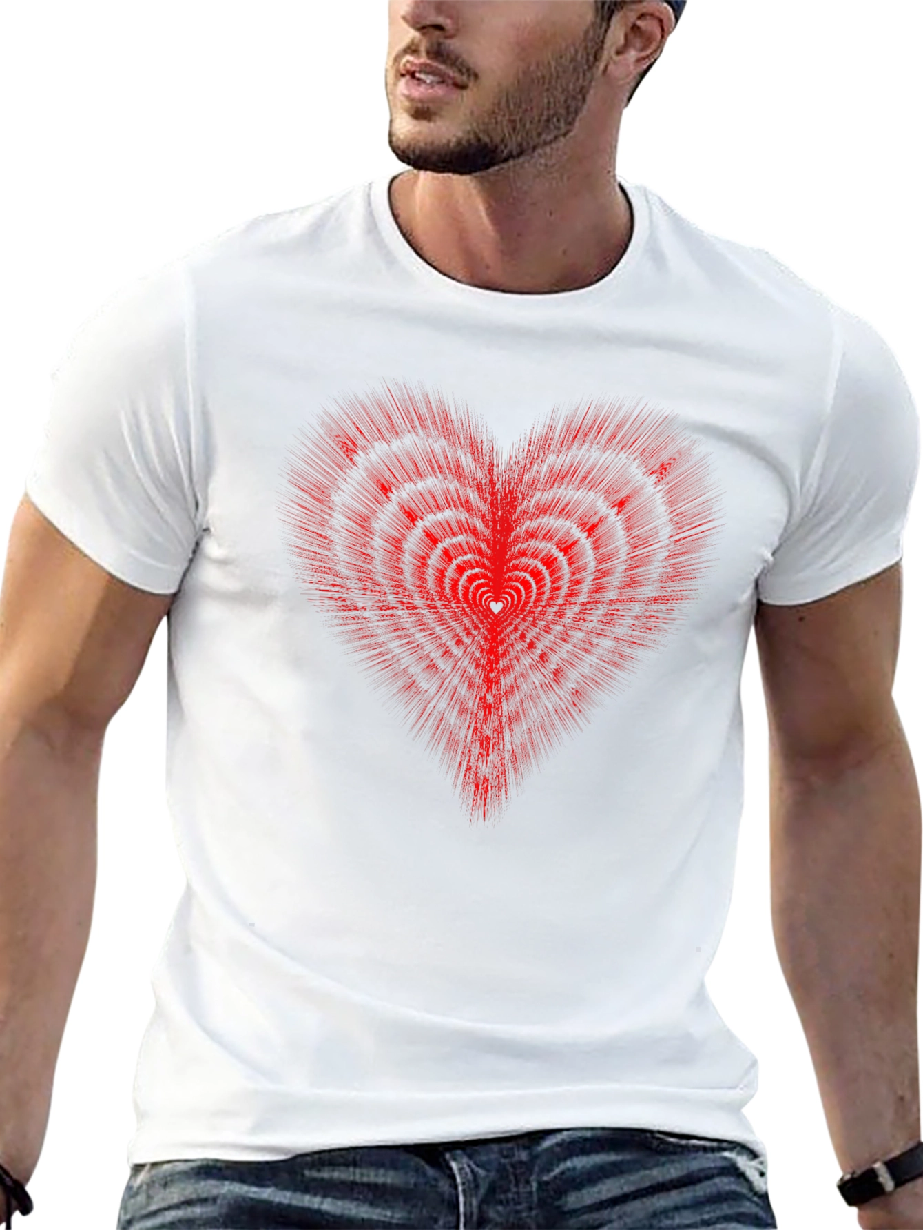 Red Heart Illusion Graphic Tee - Modern Style