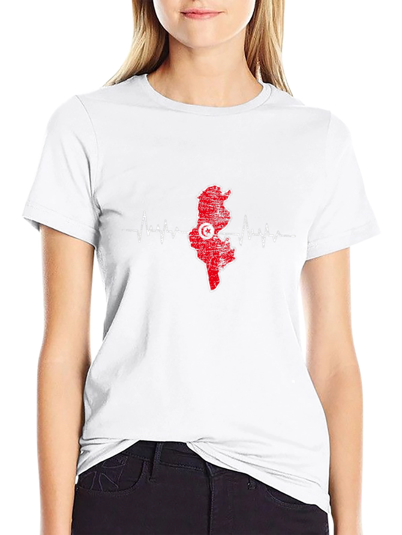 Tunisia Heartbeat T-Shirt - Black