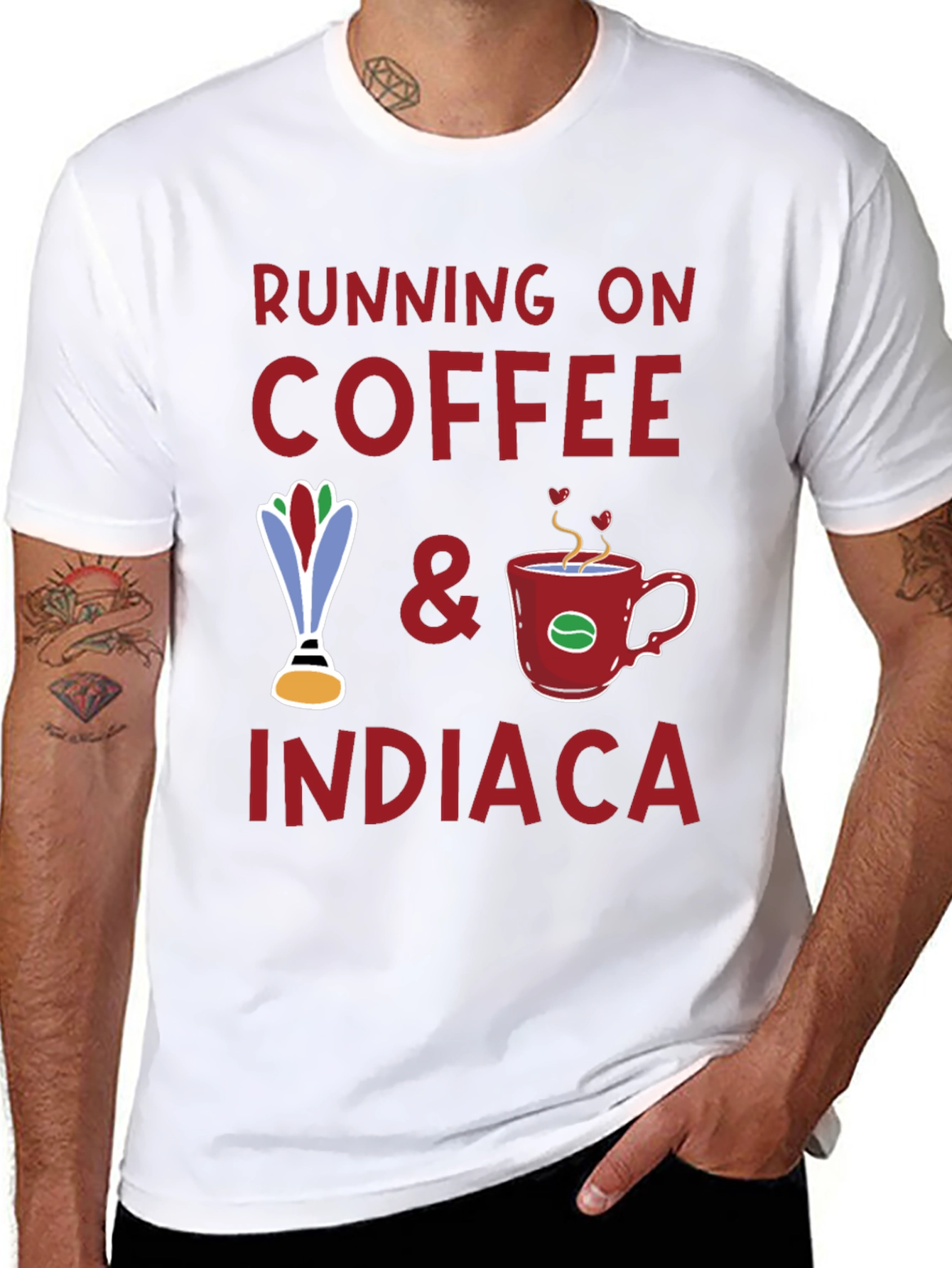 Running on Coffee & Indiaca Graphic T-Shirt
