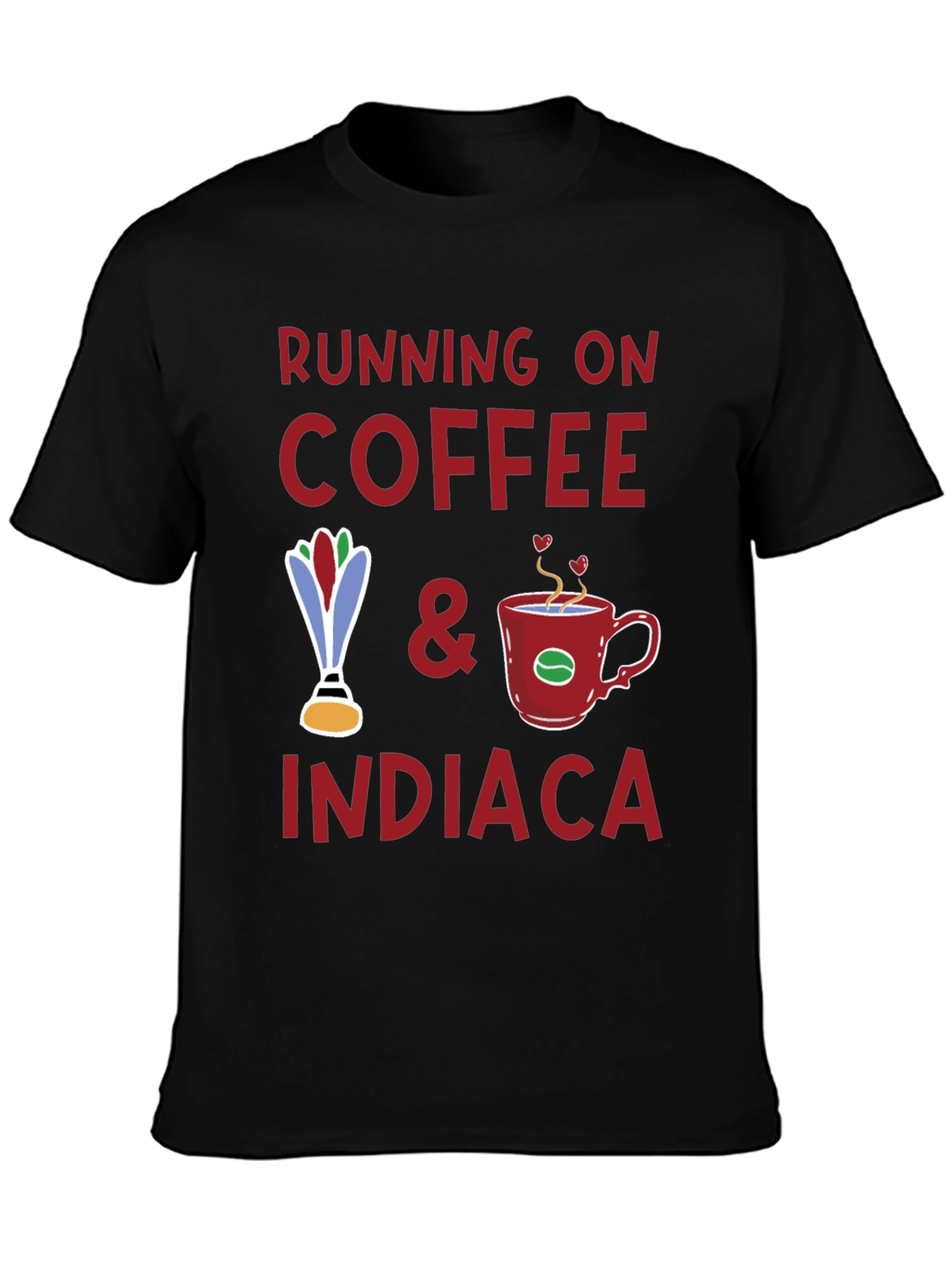 Running on Coffee & Indiaca Graphic T-Shirt
