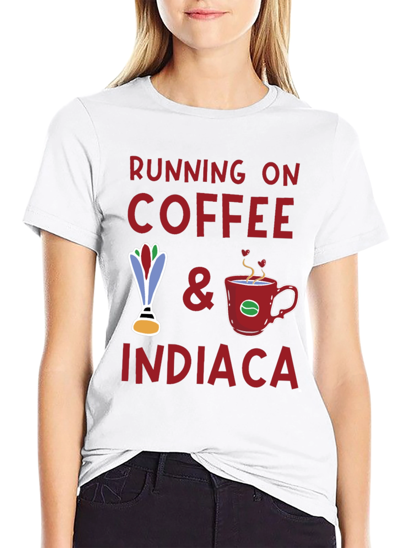 Running on Coffee & Indiaca Graphic T-Shirt