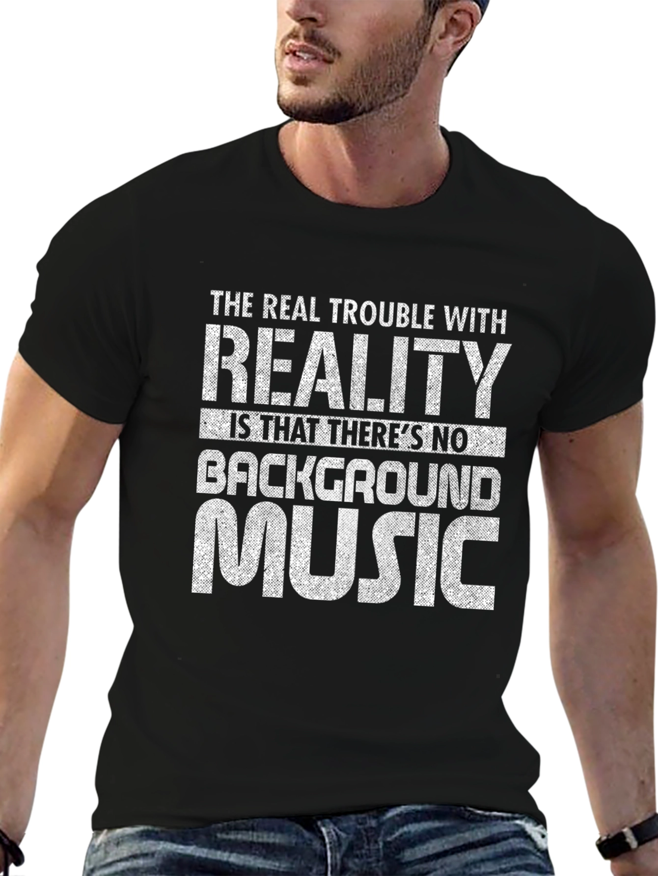 Reality Background Music T-Shirt - Black Graphic Tee