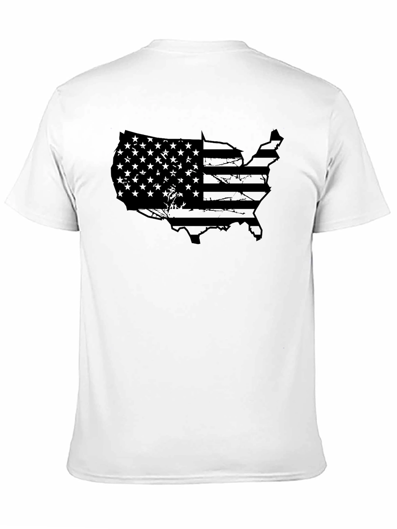 USA Flag Map Graphic Black T-Shirt