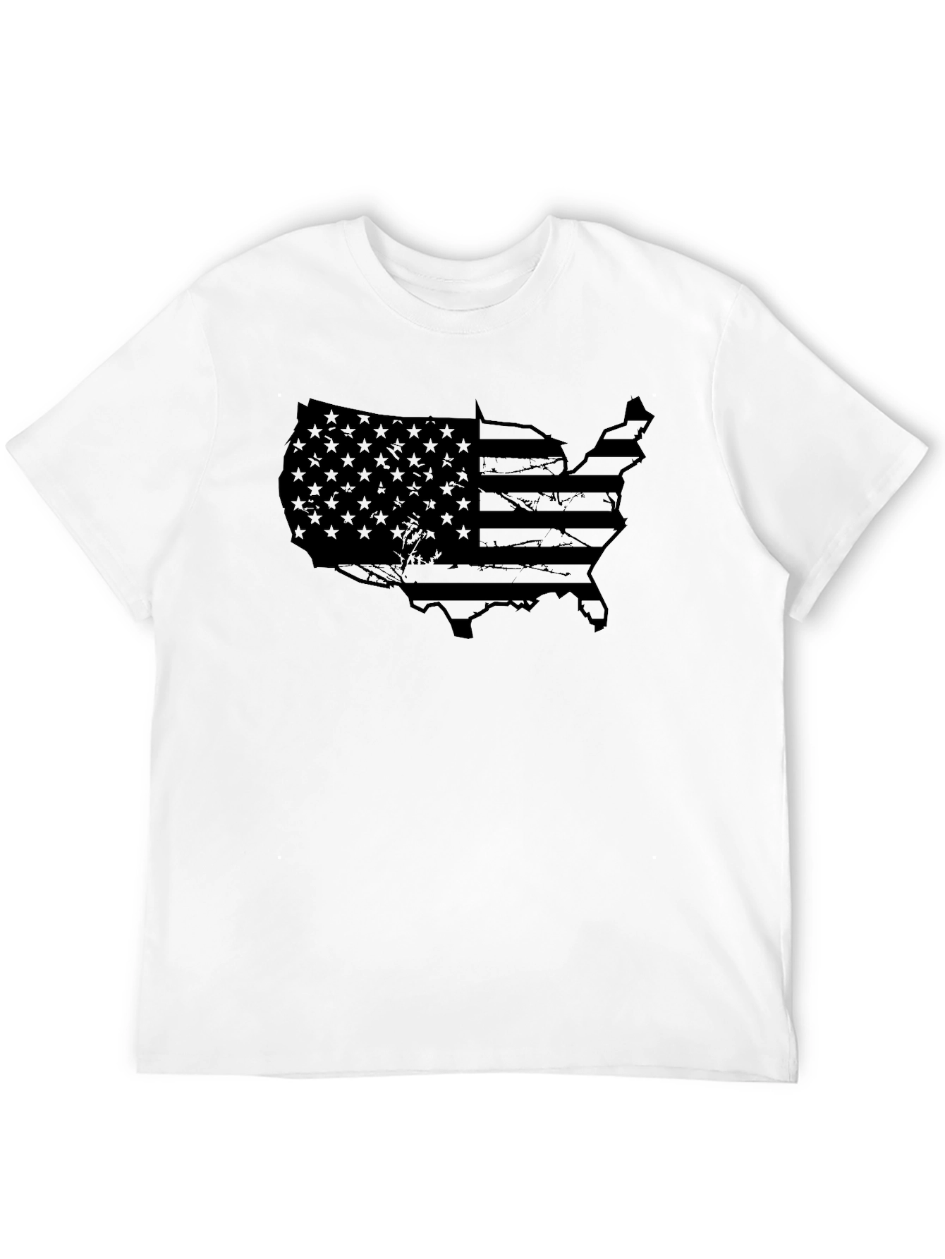 USA Flag Map Graphic Black T-Shirt