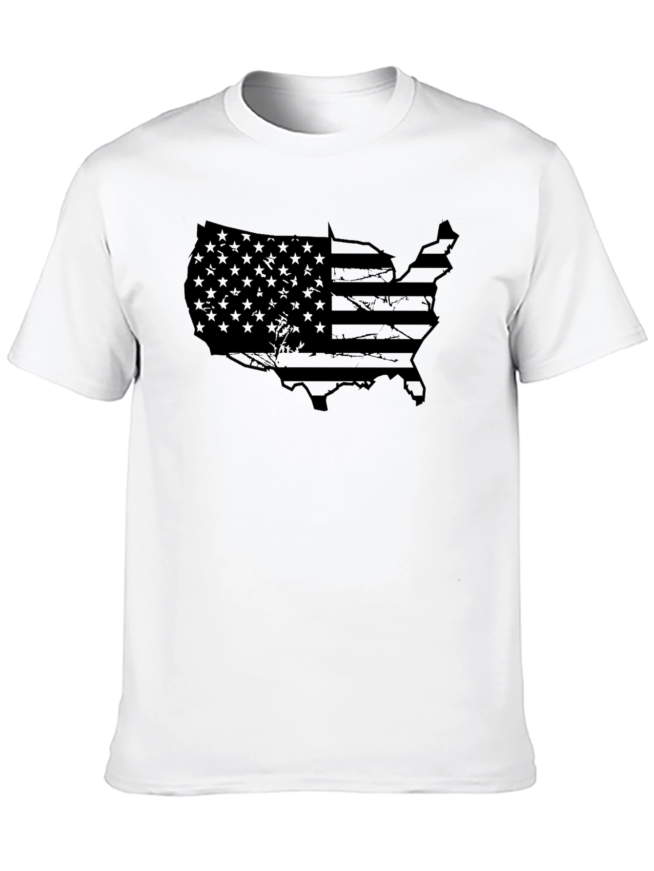 USA Flag Map Graphic Black T-Shirt