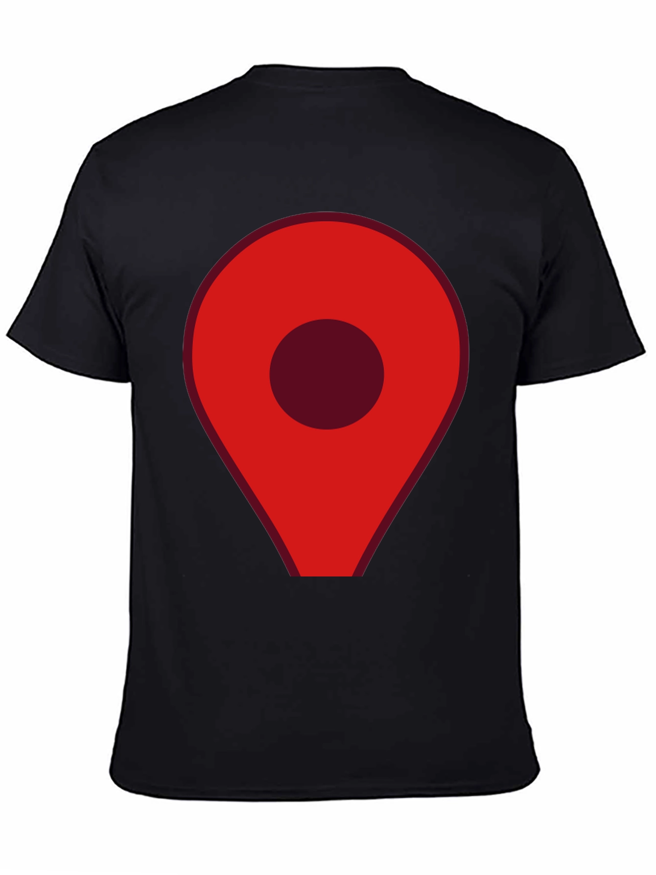 Red Location Pin Graphic Black T-Shirt